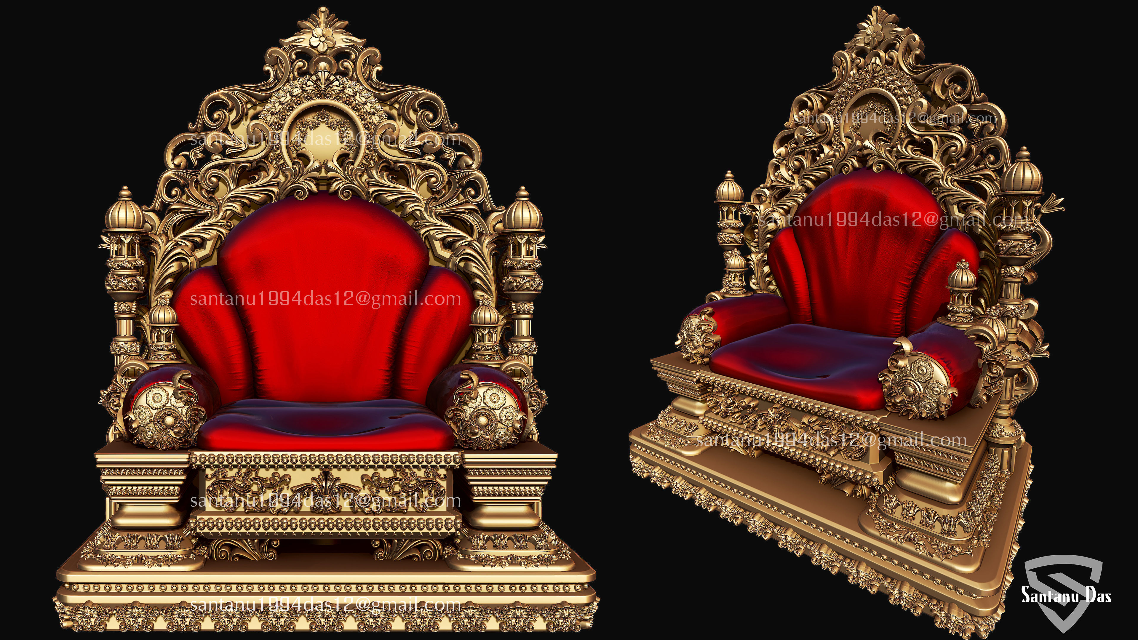 Ganesh on Throne 3d Print model 3D print model_14