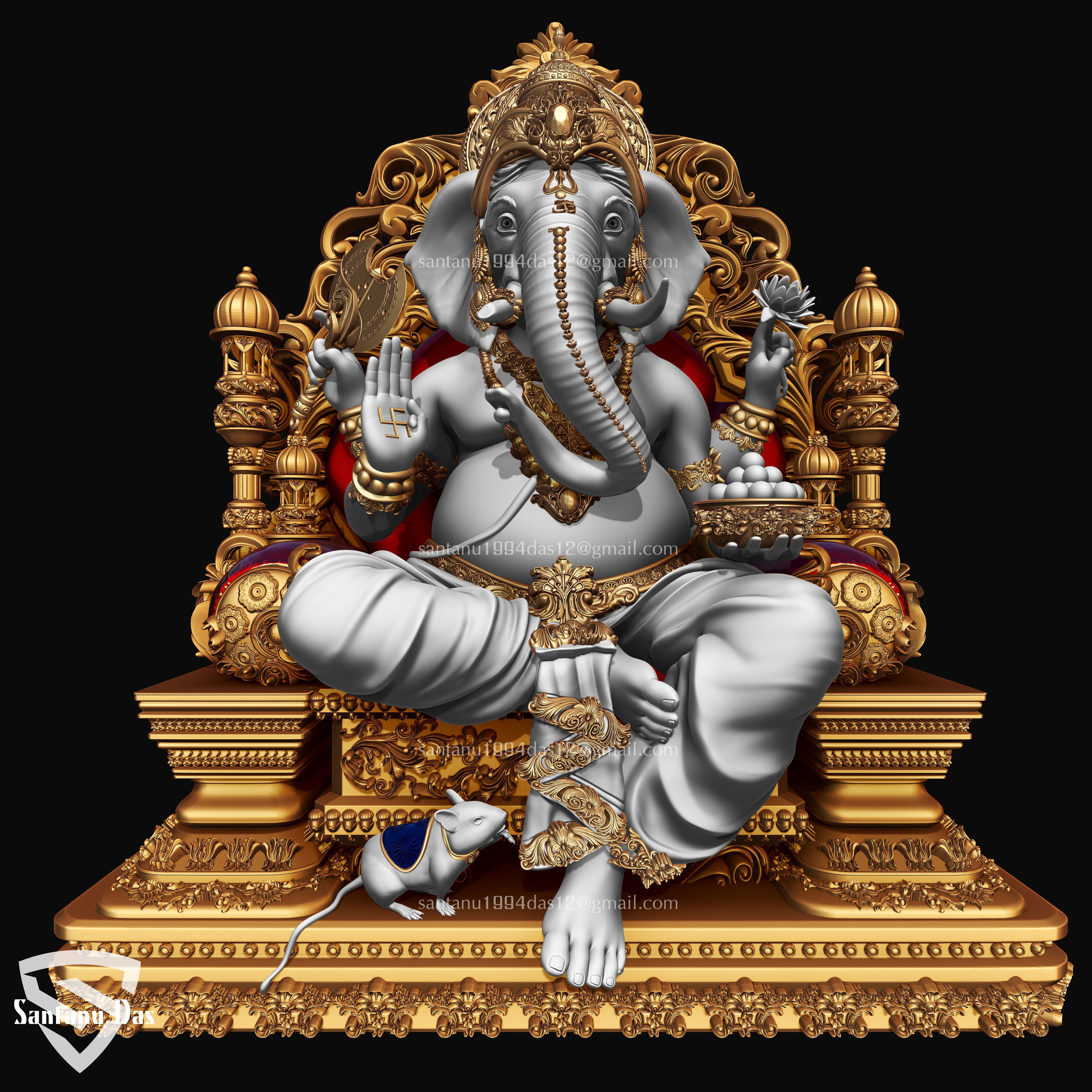 Ganesh on Throne 3d Print model 3D print model_1