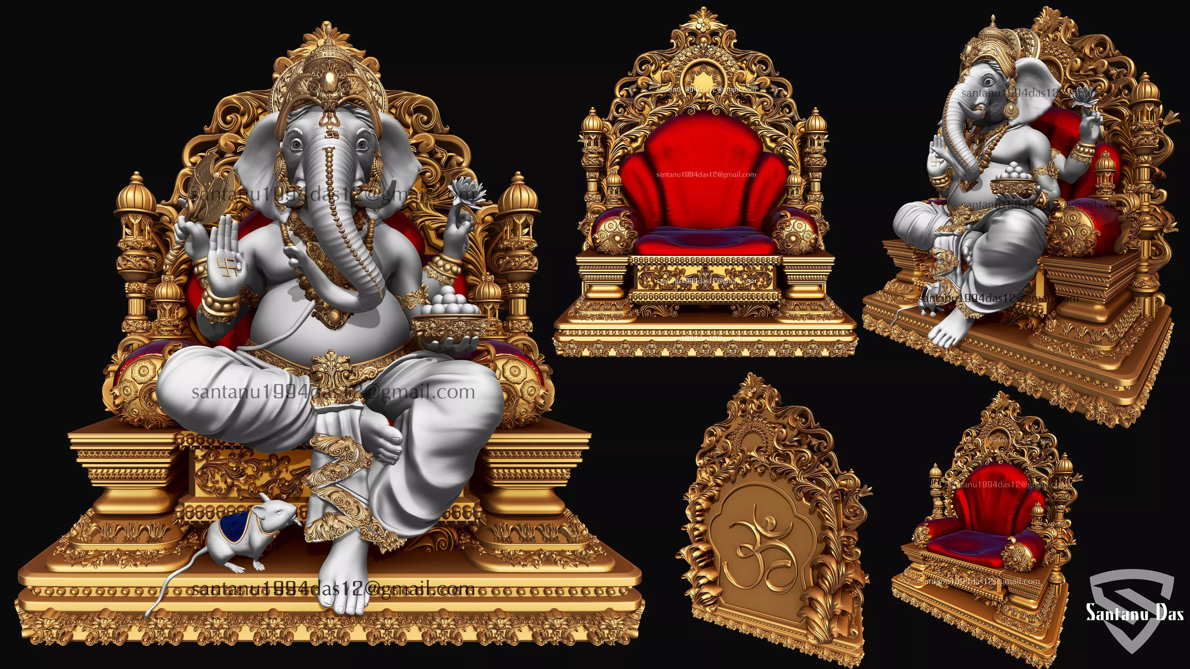 Ganesh on Throne 3d Print model 3D print model_0