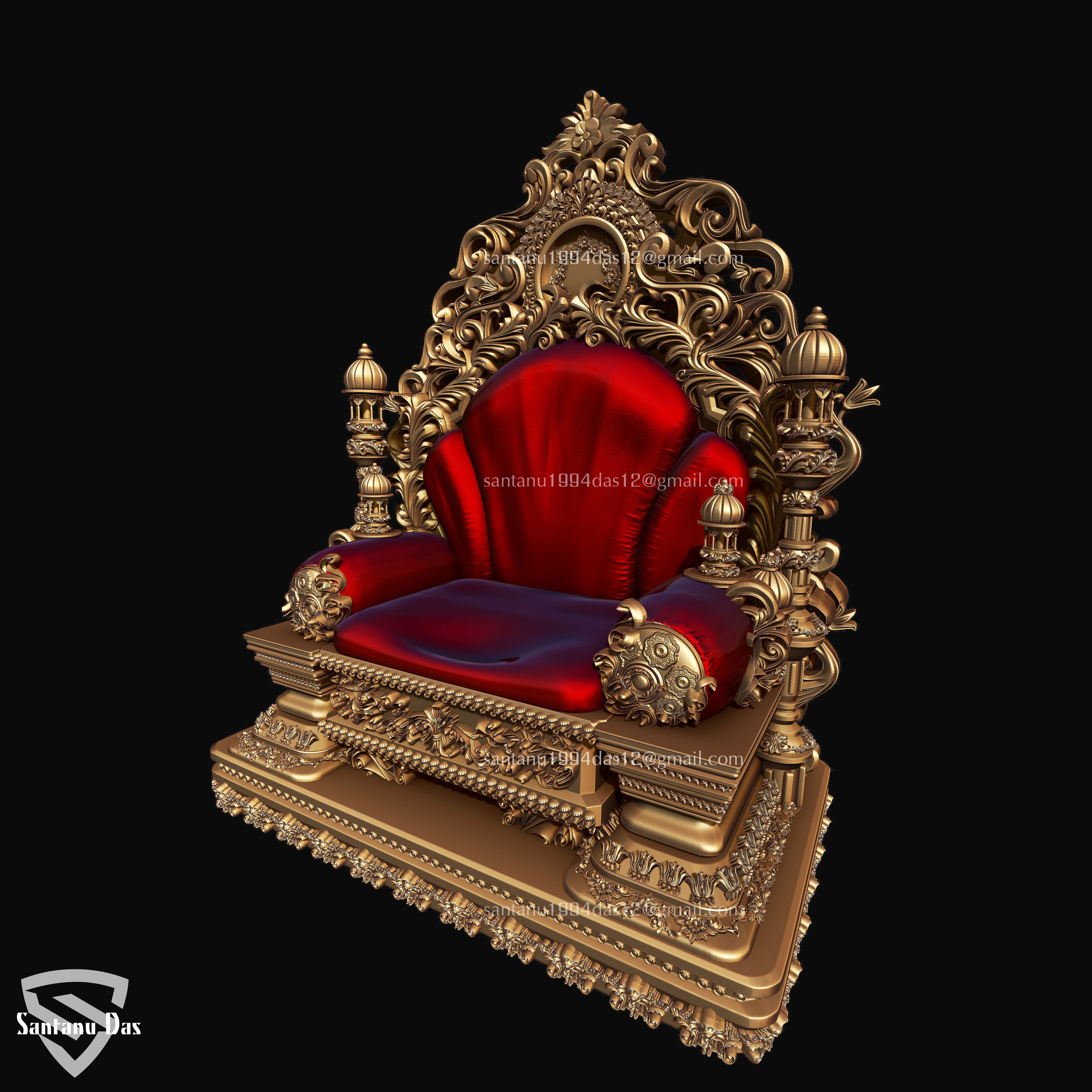 Ganesh on Throne 3d Print model 3D print model_18