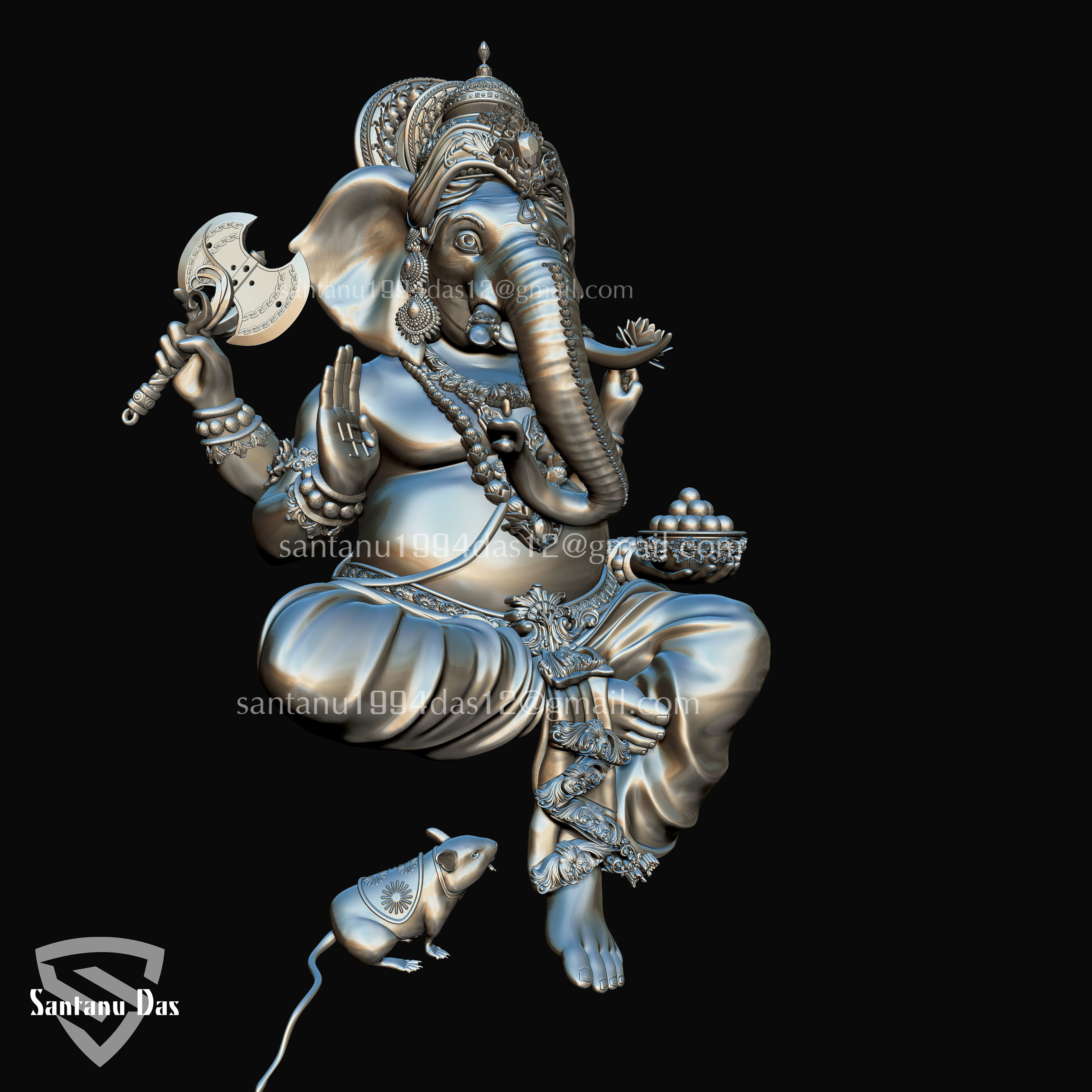 Ganesh on Throne 3d Print model 3D print model_25