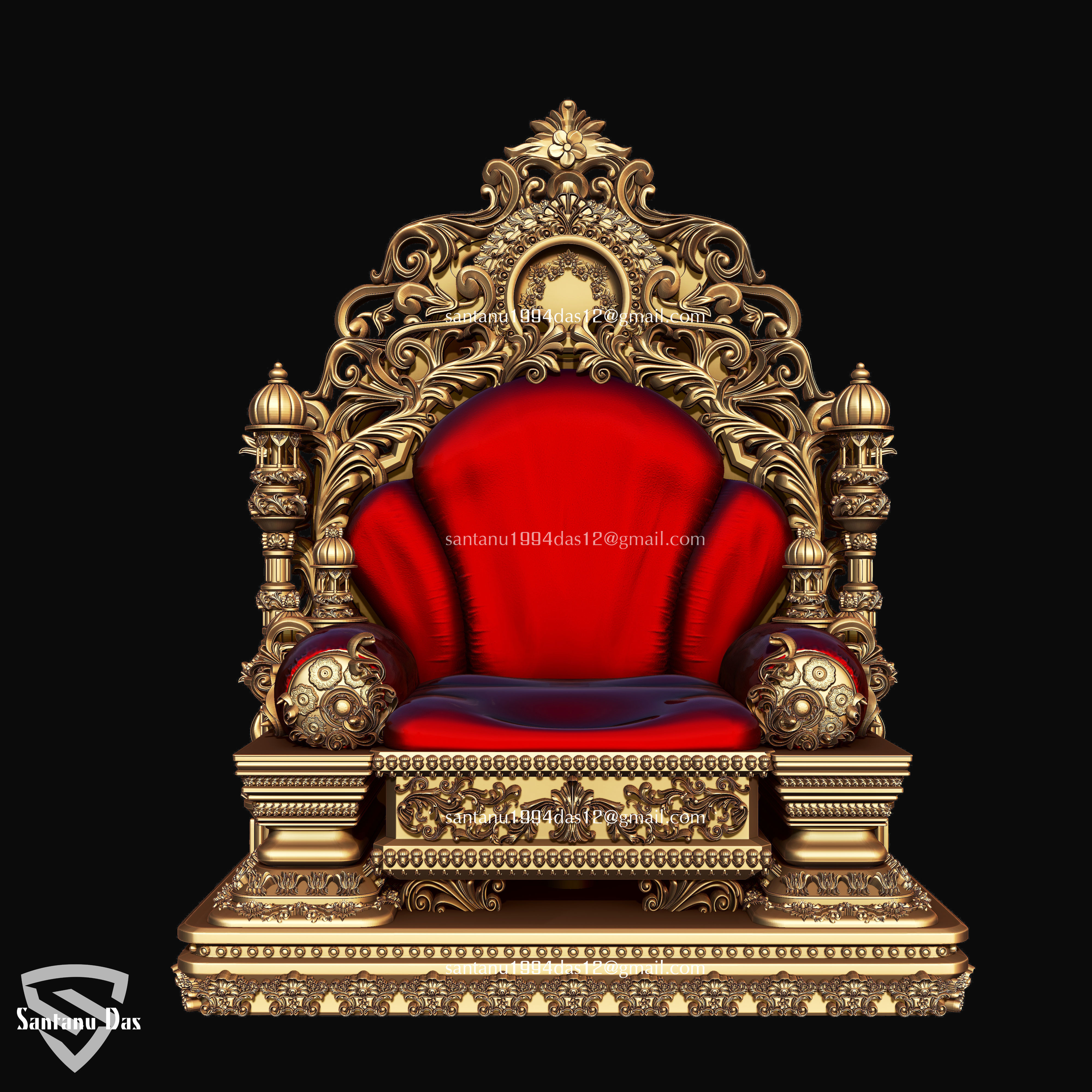 Ganesh on Throne 3d Print model 3D print model_15