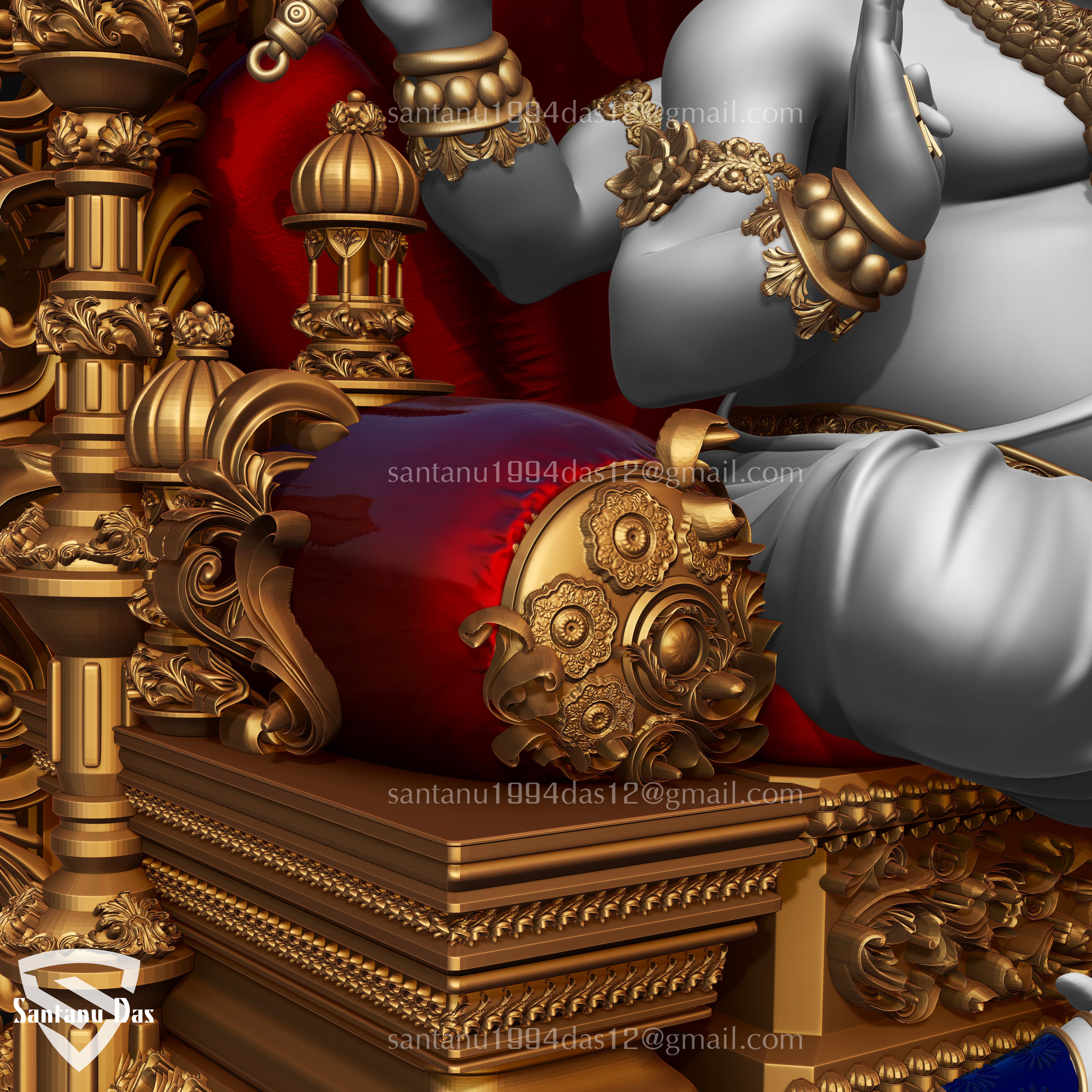 Ganesh on Throne 3d Print model 3D print model_10