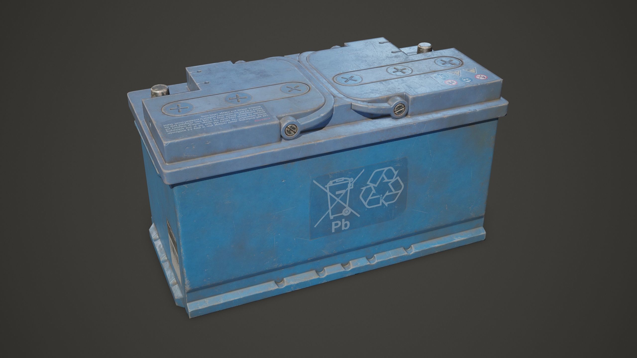 Car Battery 100 6CT 12 Volt - PBR Game Ready LODs Low-poly 3D model_10