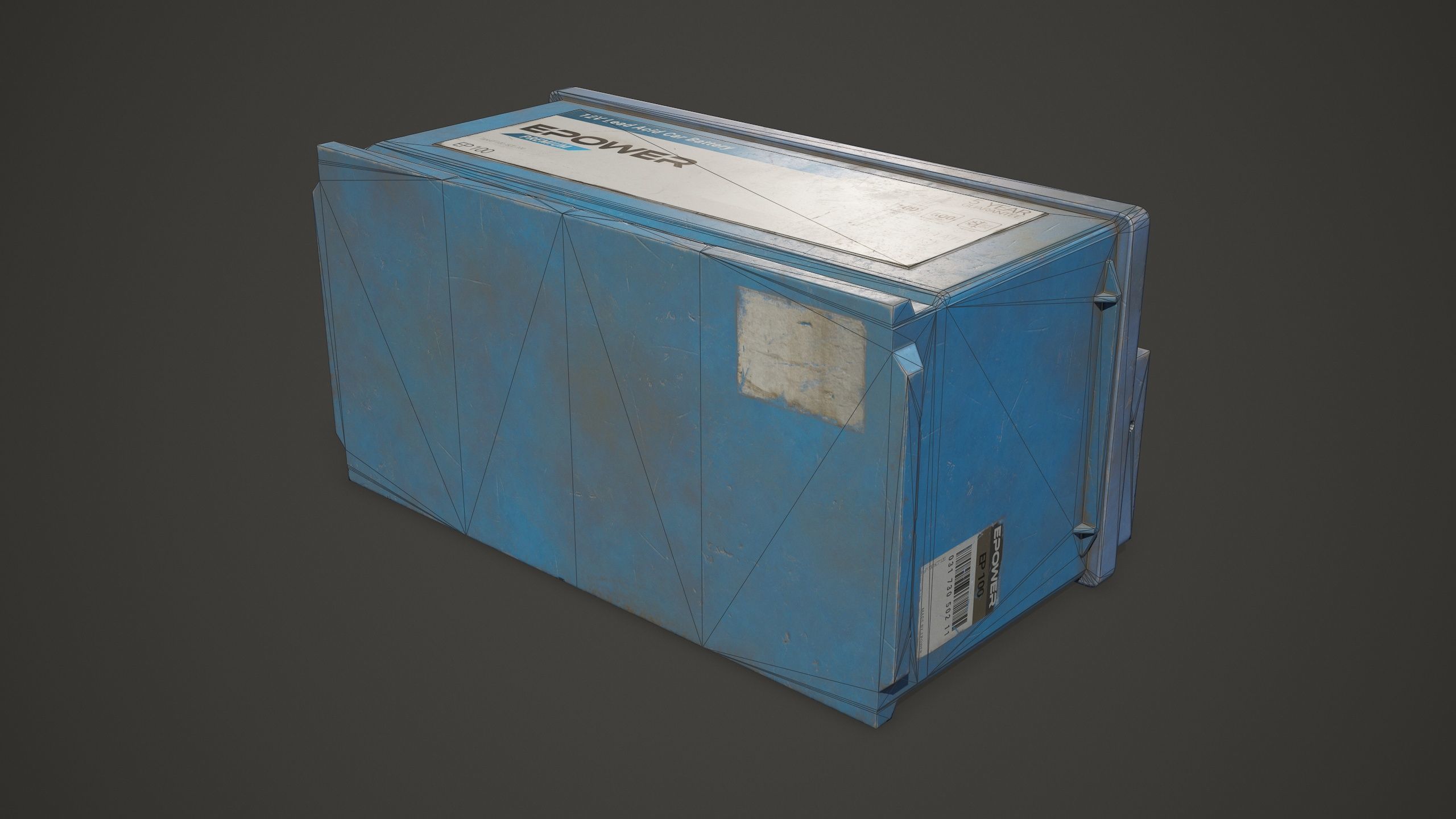 Car Battery 100 6CT 12 Volt - PBR Game Ready LODs Low-poly 3D model_25