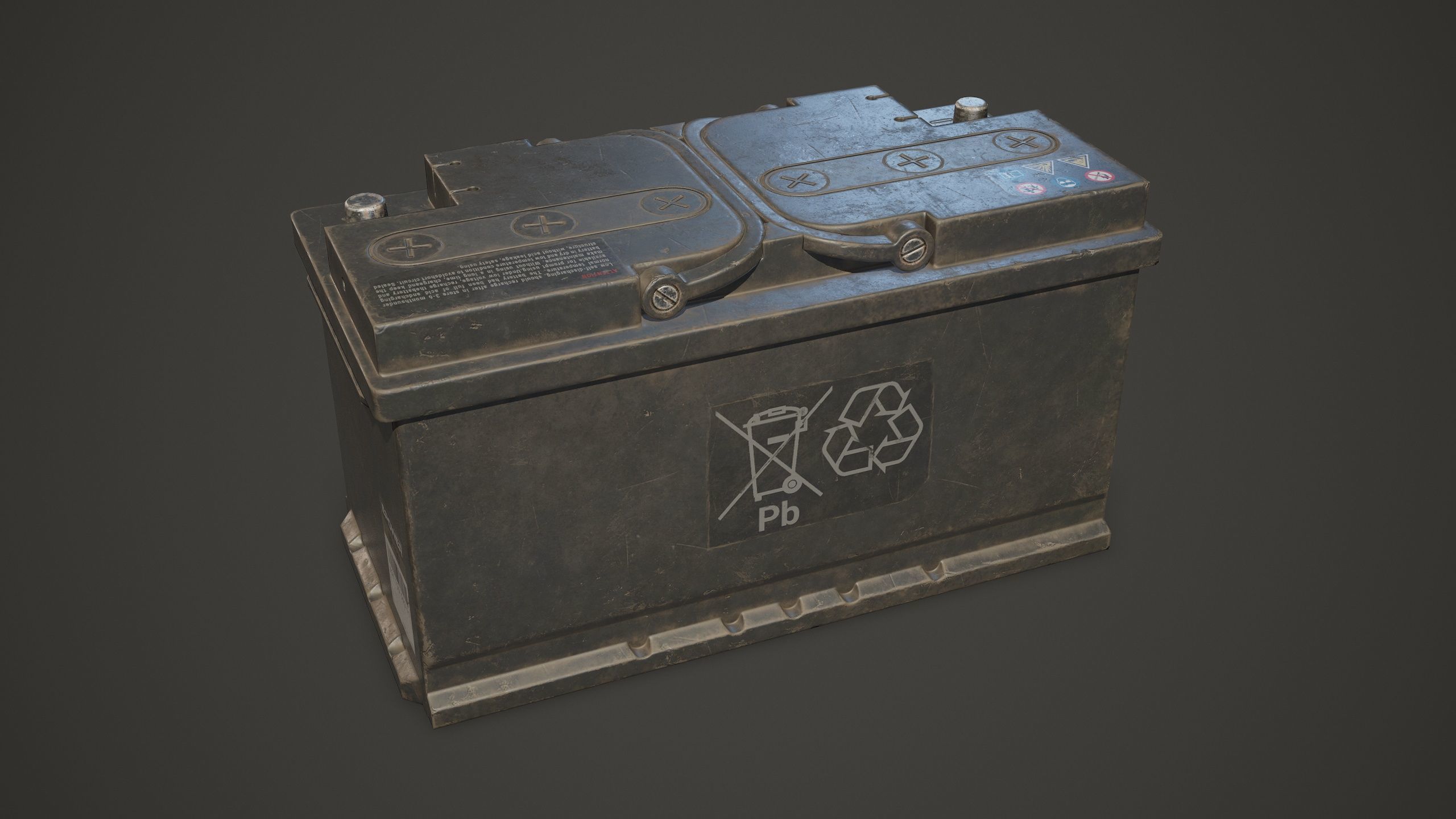 Car Battery 100 6CT 12 Volt - PBR Game Ready LODs Low-poly 3D model_11