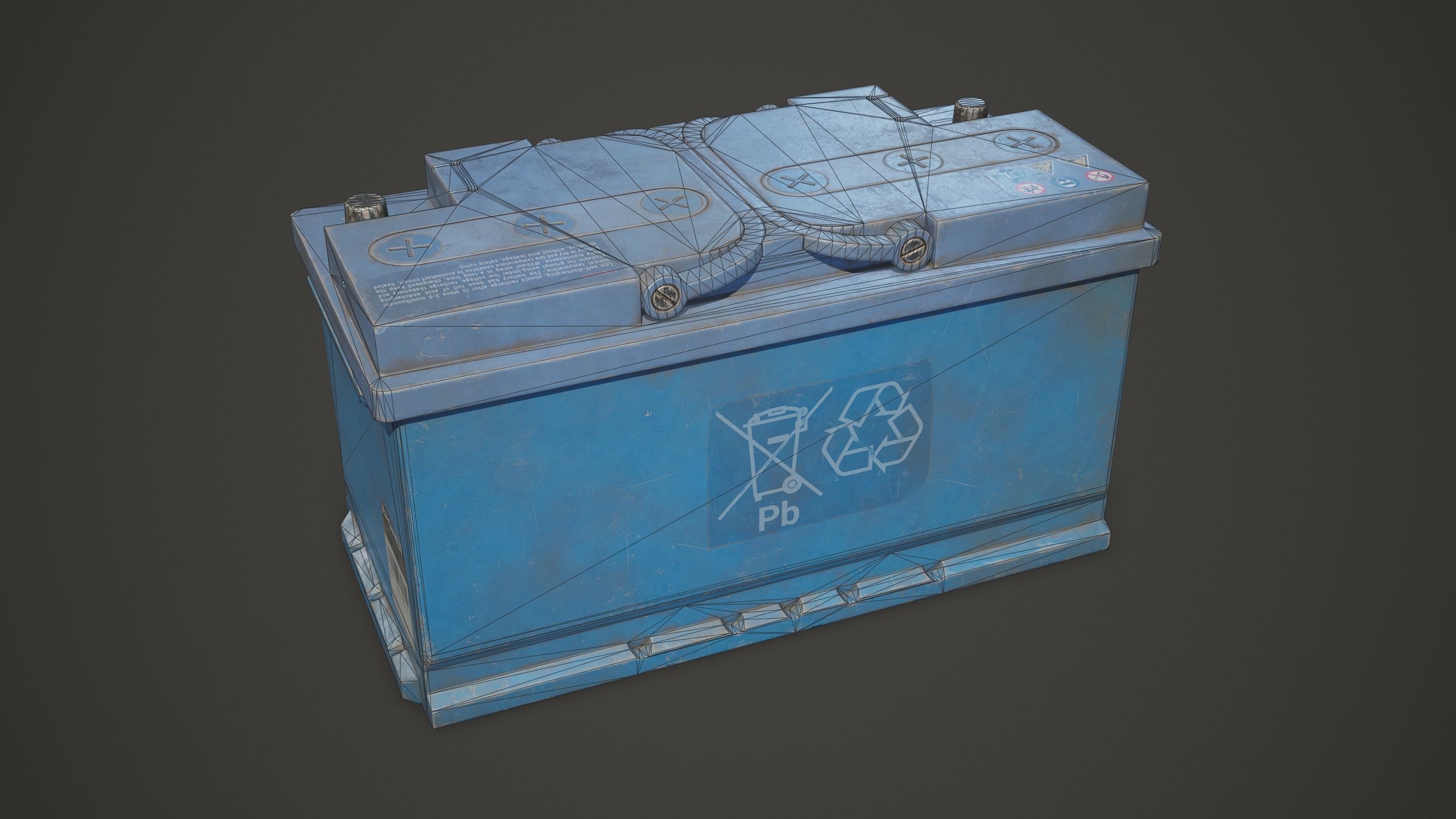 Car Battery 100 6CT 12 Volt - PBR Game Ready LODs Low-poly 3D model_13