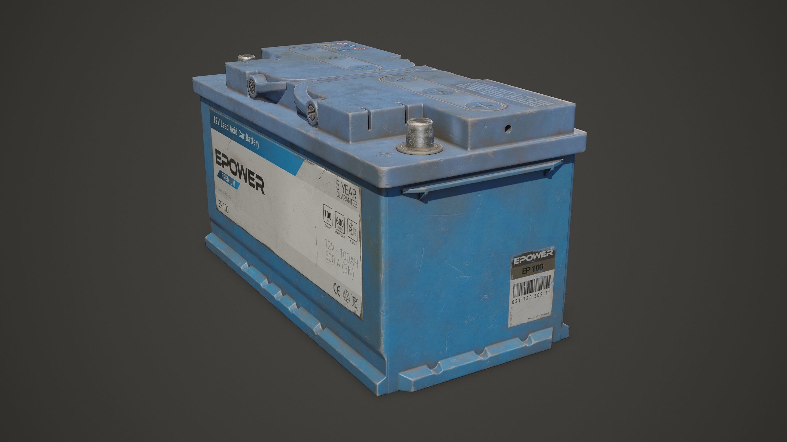 Car Battery 100 6CT 12 Volt - PBR Game Ready LODs Low-poly 3D model_17