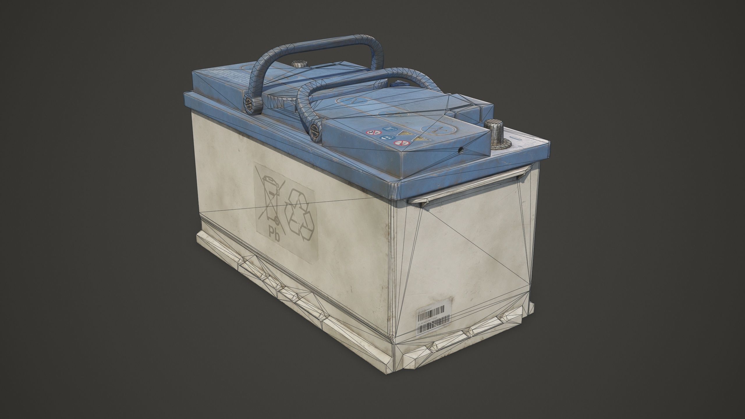Car Battery 100 6CT 12 Volt - PBR Game Ready LODs Low-poly 3D model_23