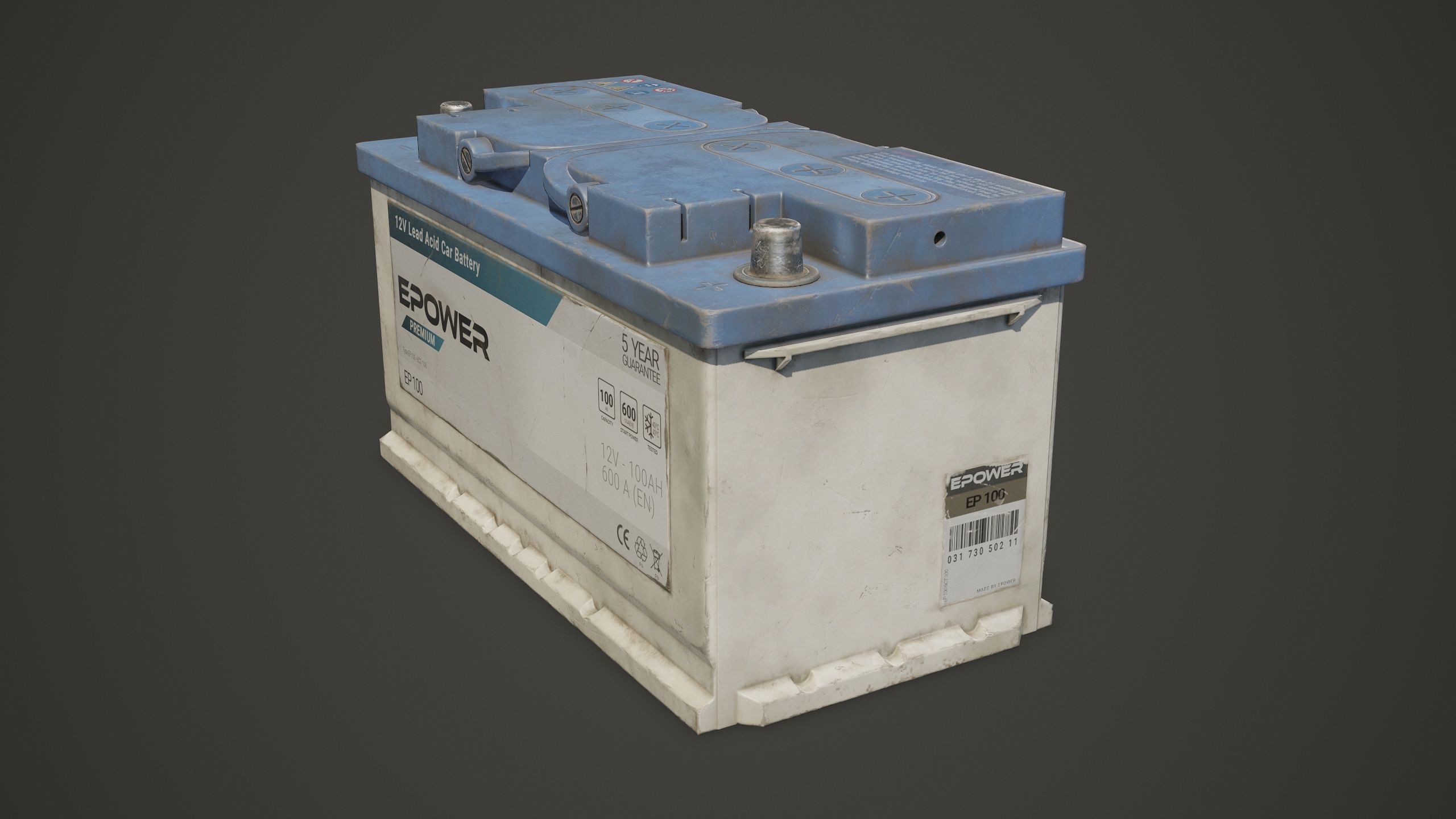 Car Battery 100 6CT 12 Volt - PBR Game Ready LODs Low-poly 3D model_19