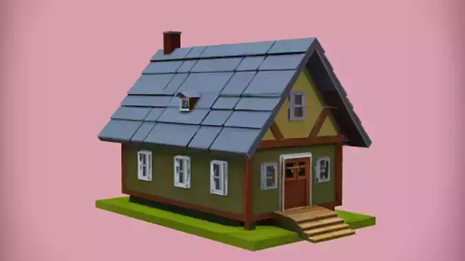 Small stylized house 3D Game Ready Model