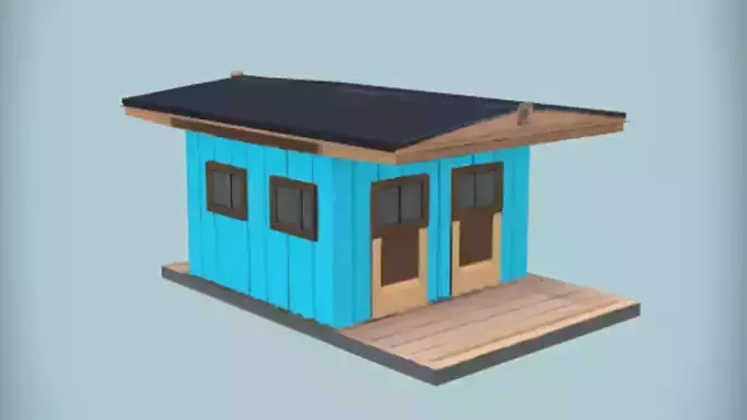 Small modern house model  3D Game Ready Model