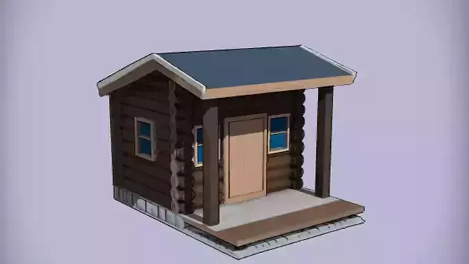 small log cabin 3D Game ready Model