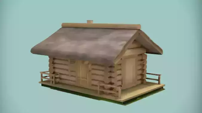 rustic wooden cabin 3D Game Ready Model
