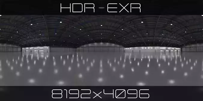 HDRI - Airplane Hangar Interior 8b - 8192x4096 -  v2 - NIGHT
