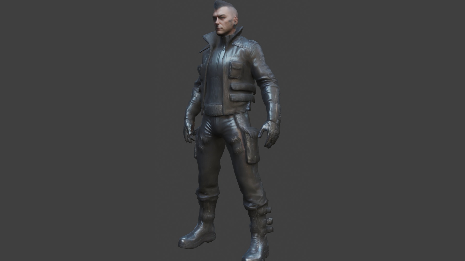 Cyberpunk Man Low-poly 3D model_1
