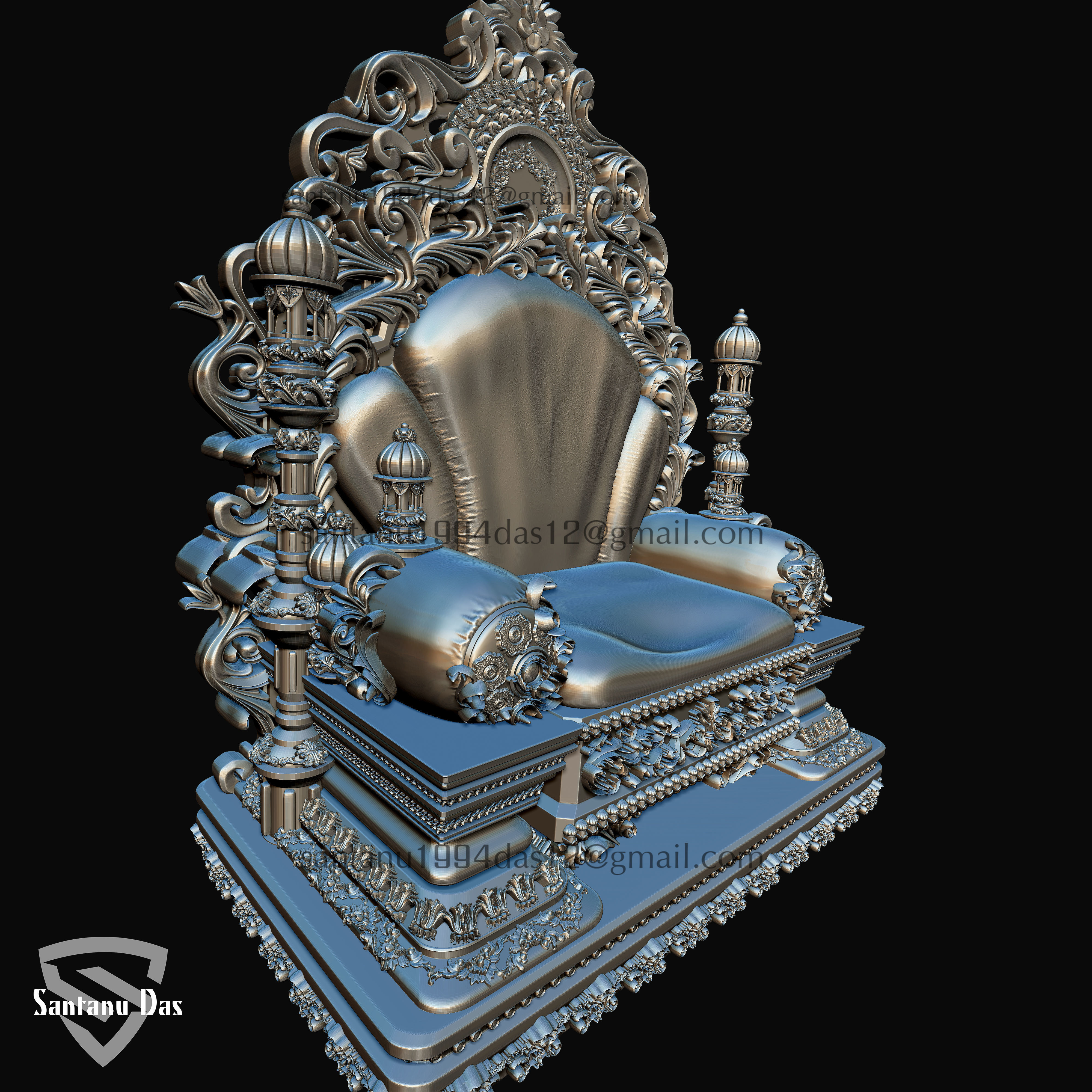 Ganesh with Throne 3d Print model 3D print model_2