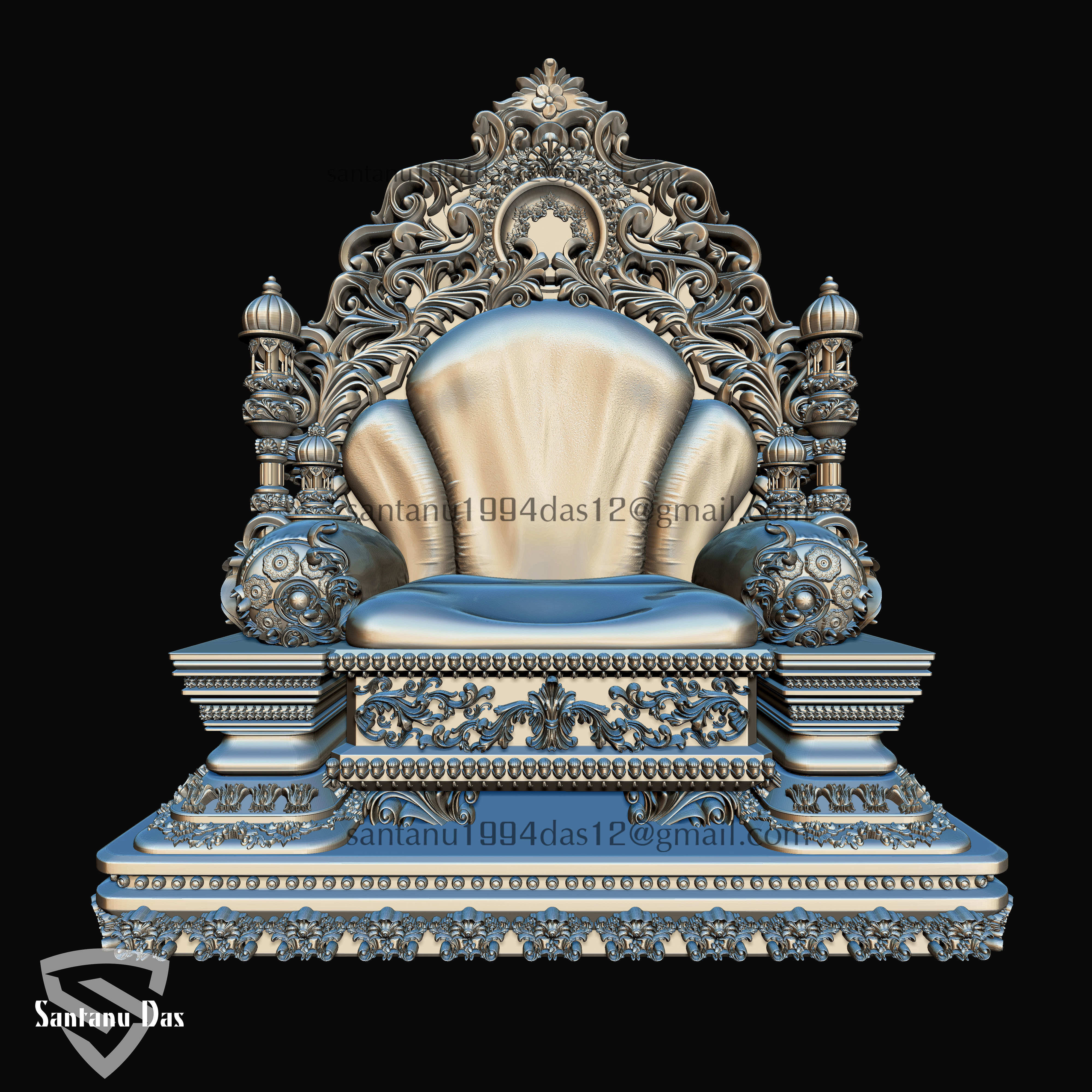 Ganesh with Throne 3d Print model 3D print model_3