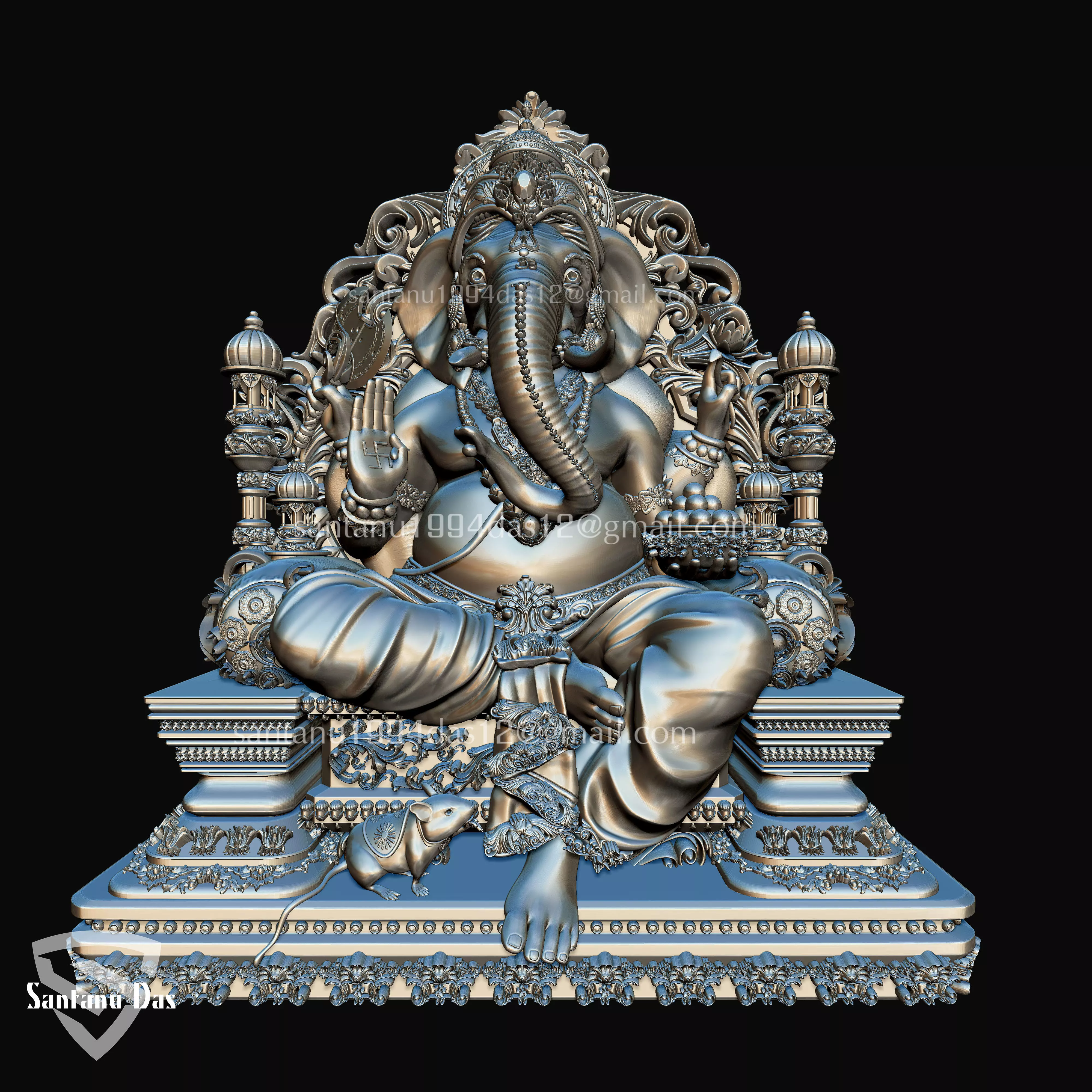 Ganesh with Throne 3d Print model 3D print model_0
