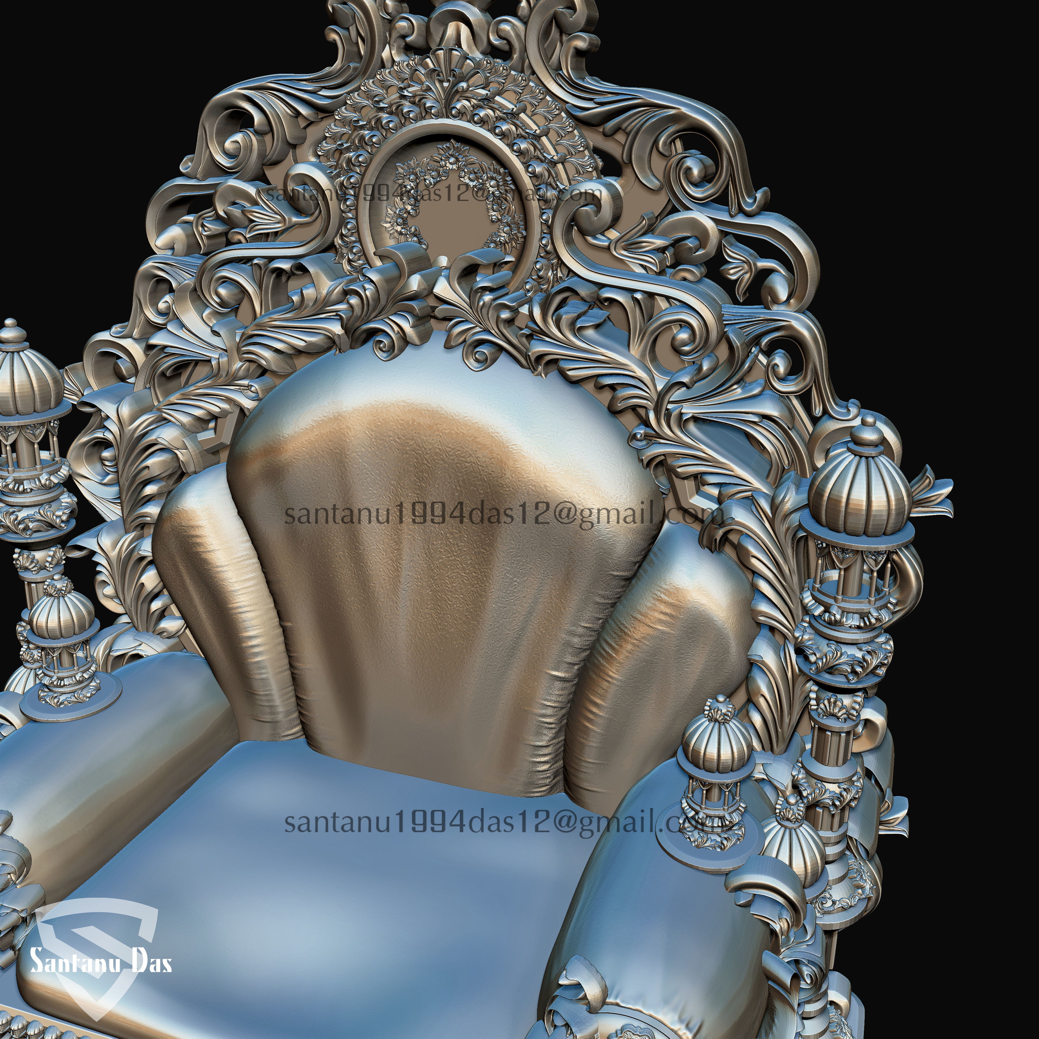 Ganesh with Throne 3d Print model 3D print model_5