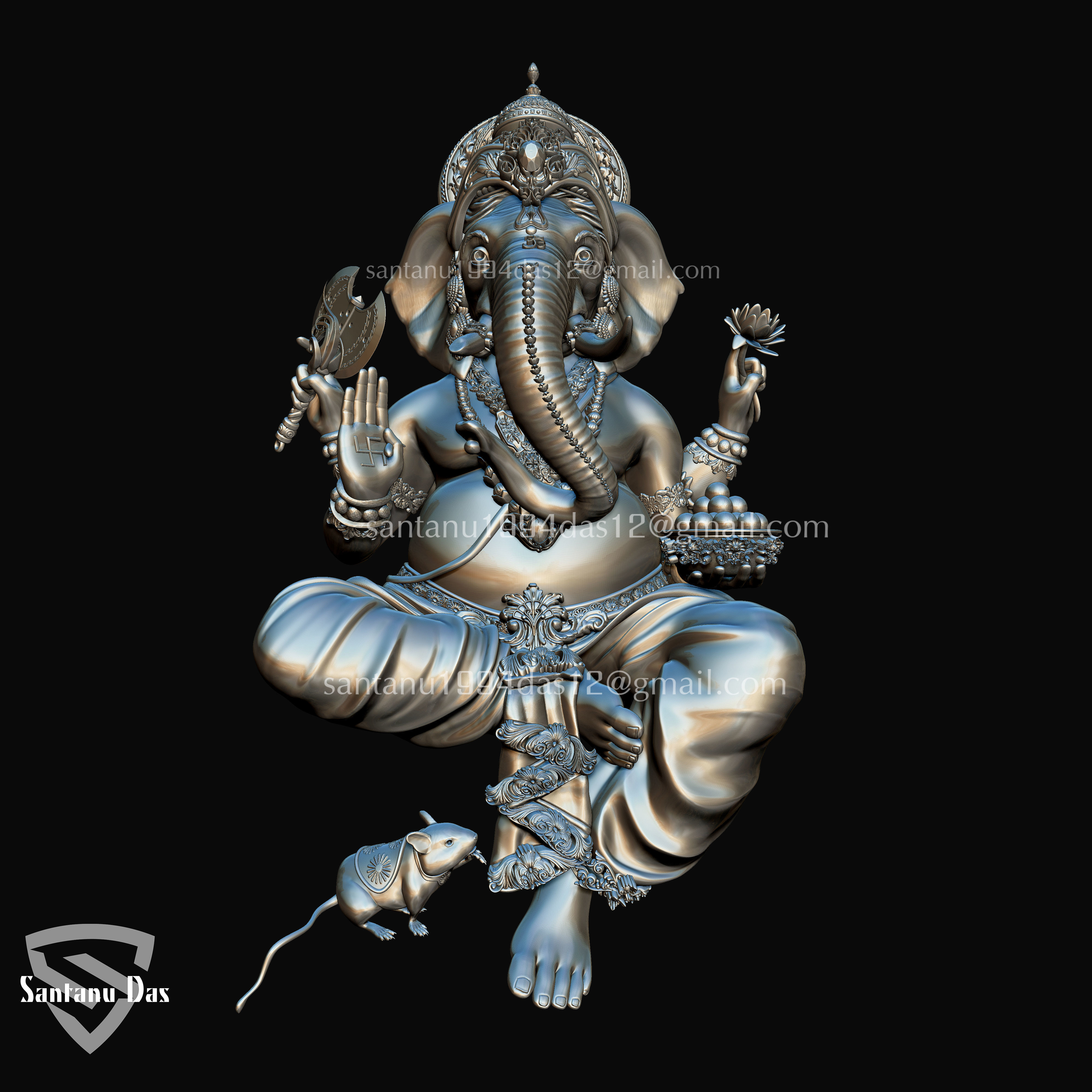 Ganesh with Throne 3d Print model 3D print model_7
