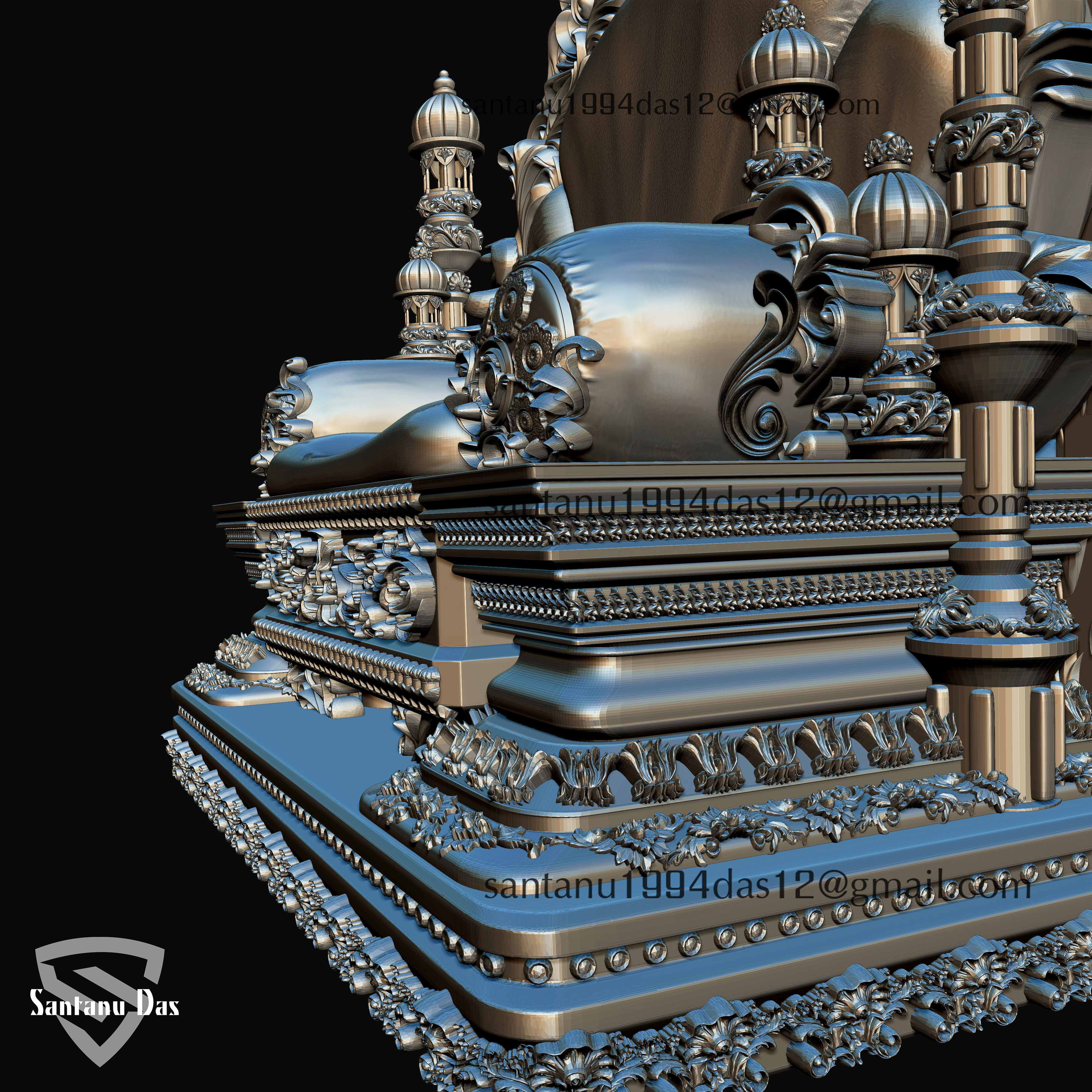 Ganesh with Throne 3d Print model 3D print model_6
