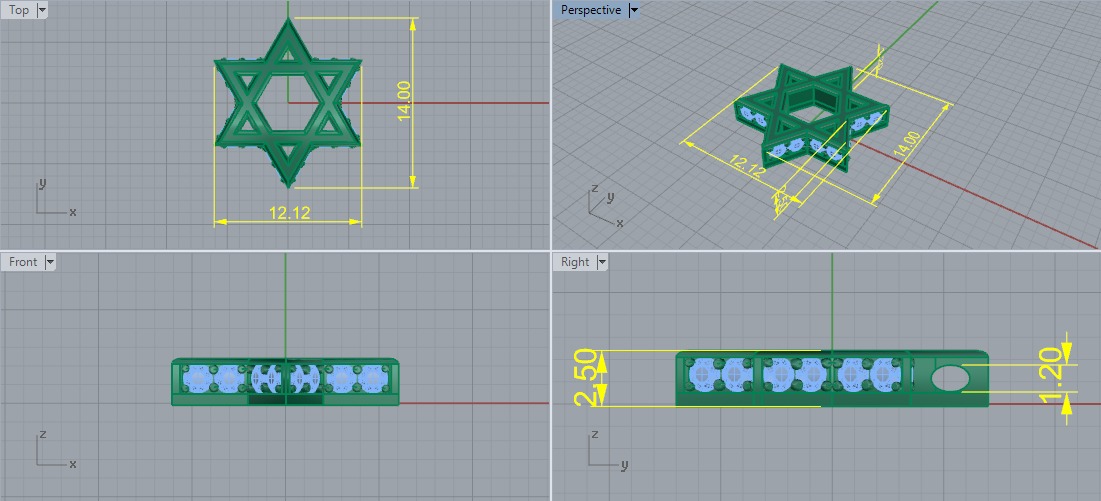 Star of David Pendant Model 6911 3D print model_5