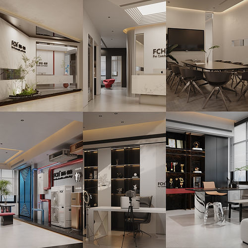 Modern office exhibition hall conference room live  3D model