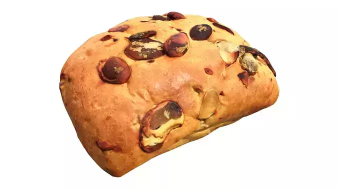 Breakfast bun with sunflower seeds 3D model