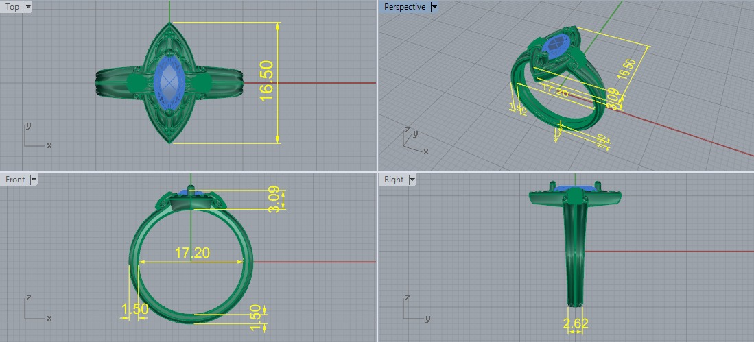 Ring marquise Model 6874 3D print model_5