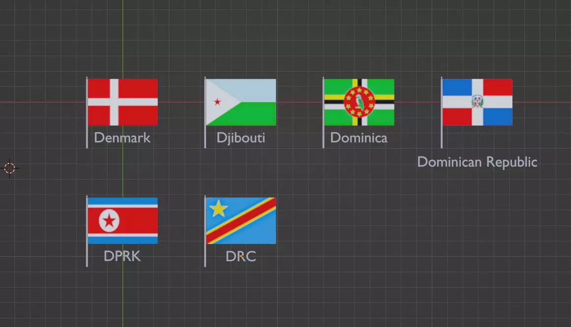 Flag Letter D Low-poly 3D model_0