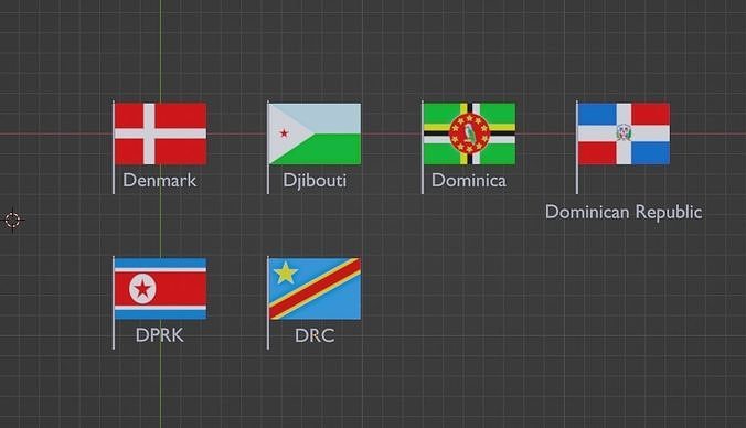 Flag Letter D Low-poly 3D model