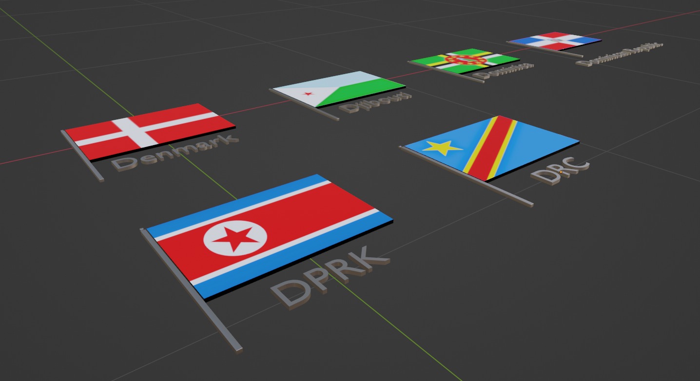 Flag Letter D Low-poly 3D model_1