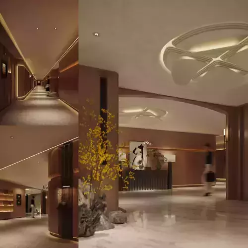 Modern hotel aisle elevator hall-cr