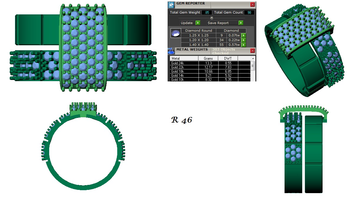 Jewelry 3D Models with render and 3dm  stl -R-46 3D print model_3