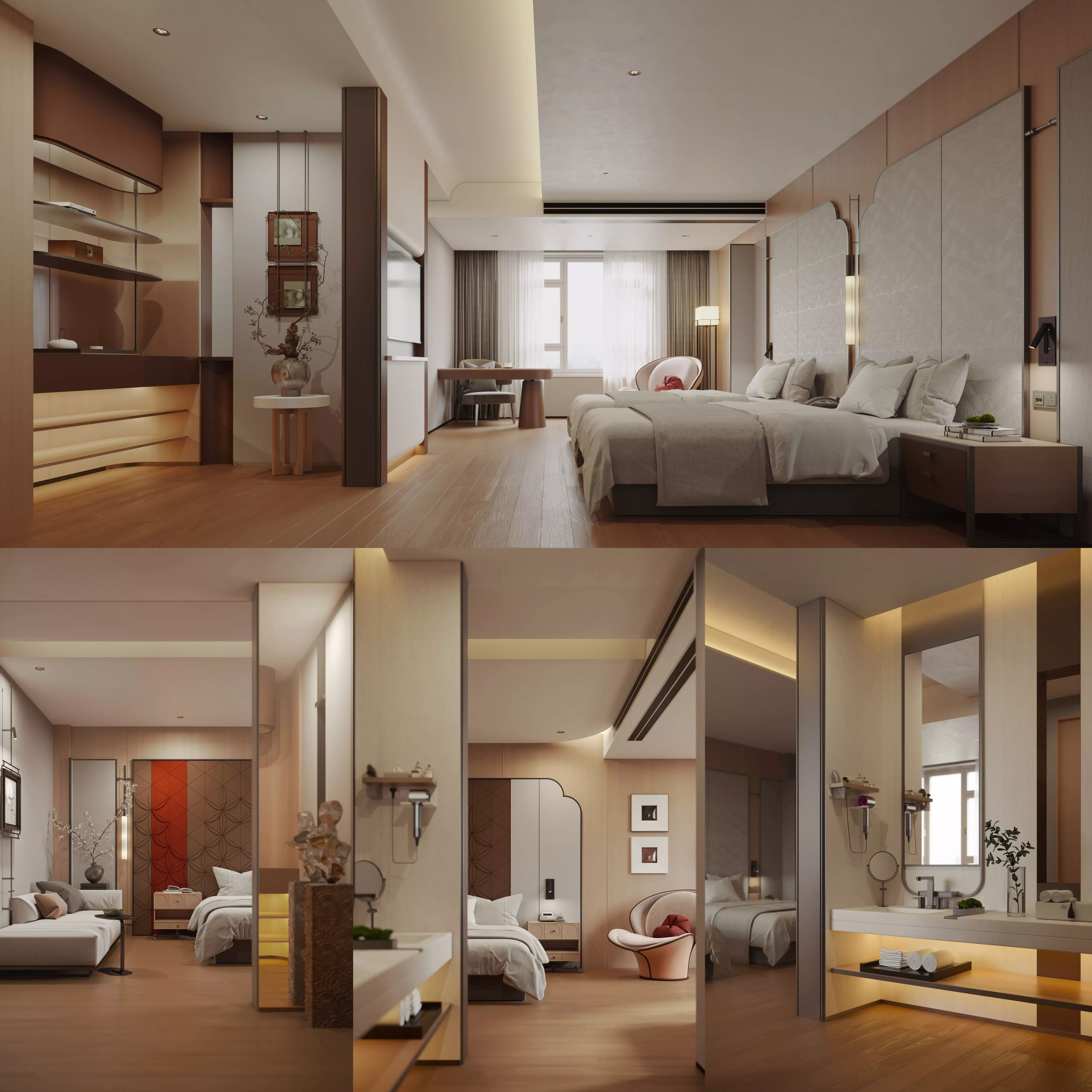 Modern hotel rooms suites bathrooms-cr 3D model