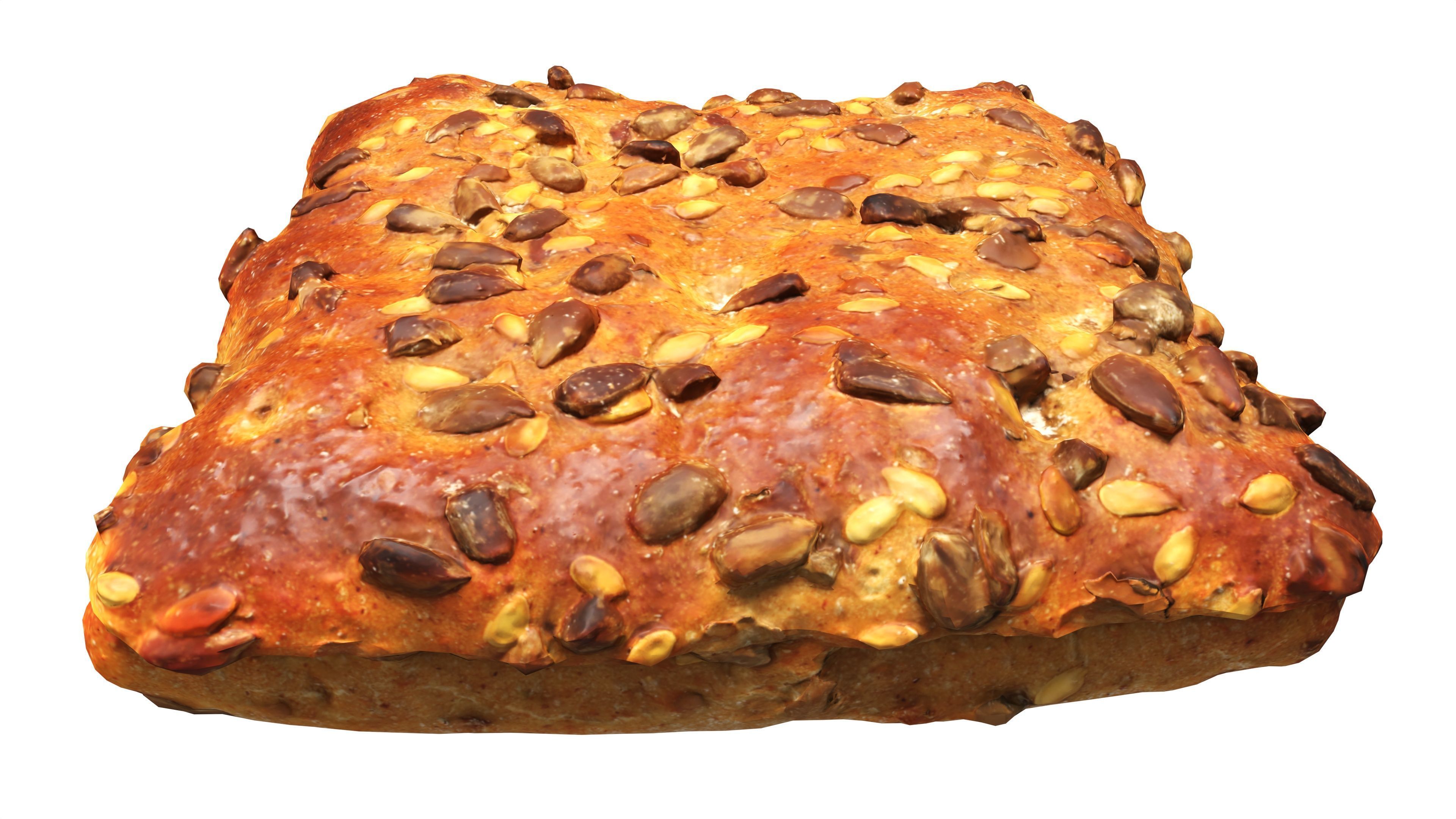 Flat wheat bread with seeds for fast food 3D model_1