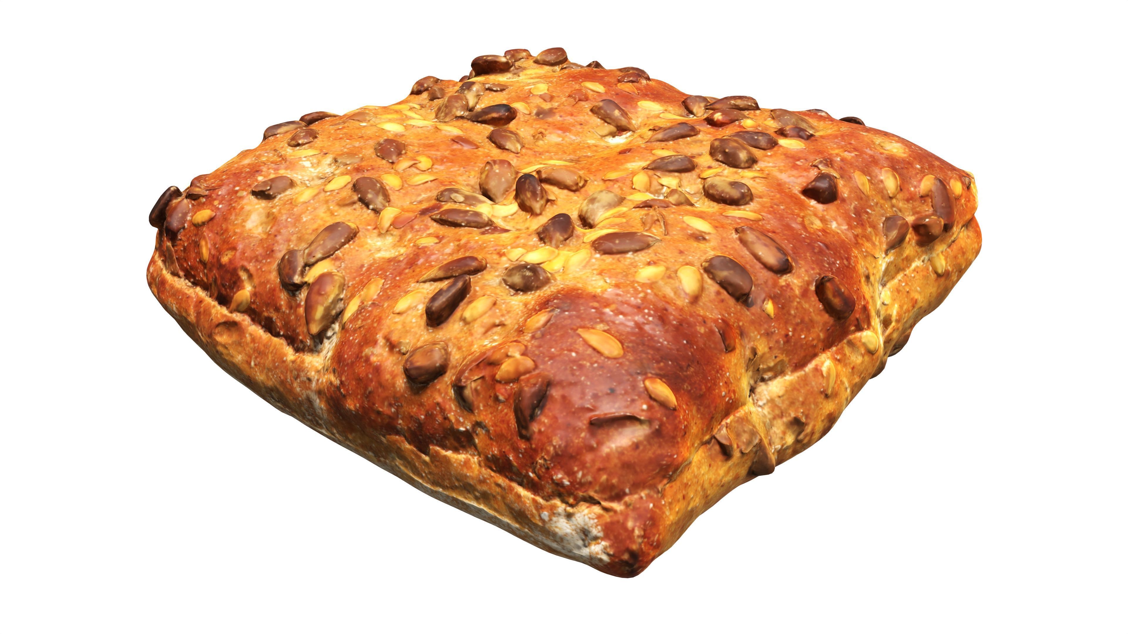 Flat wheat bread with seeds for fast food 3D model_2