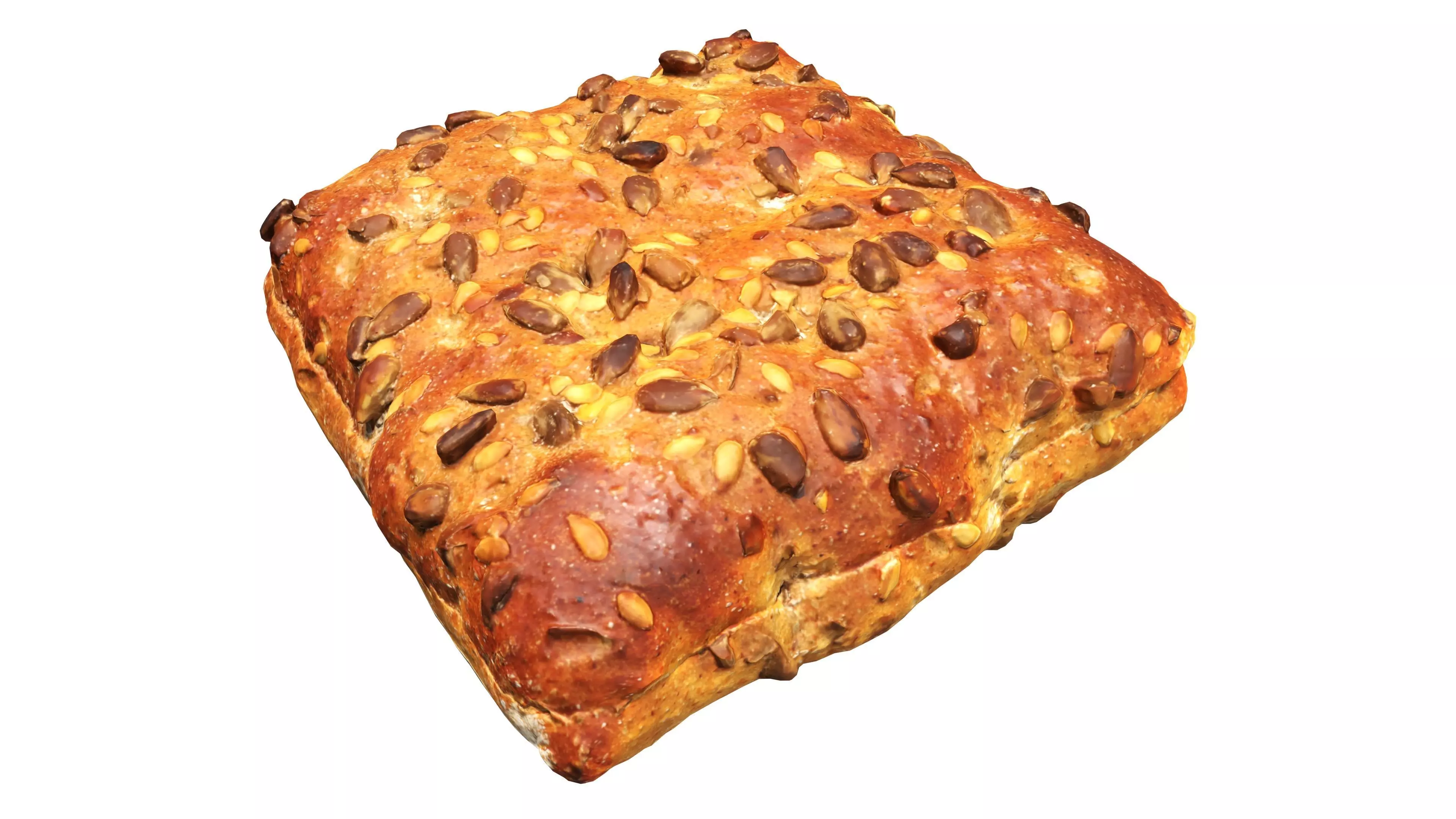 Flat wheat bread with seeds for fast food 3D model_0