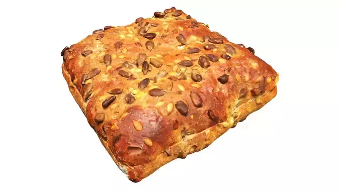 Flat wheat bread with seeds for fast food 3D model