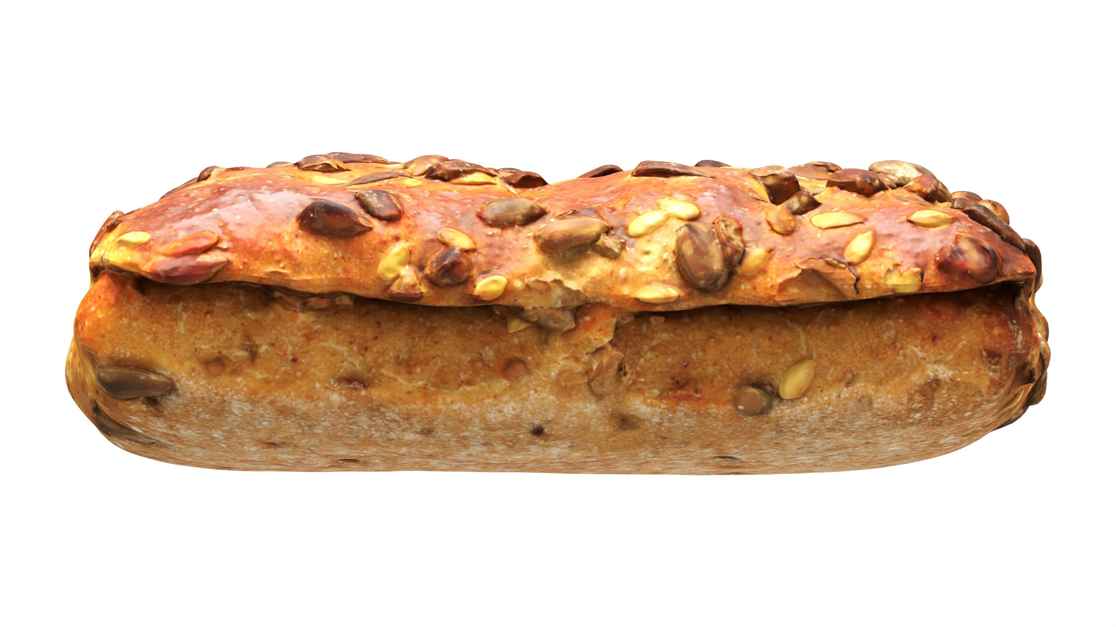 Flat wheat bread with seeds for fast food 3D model_4