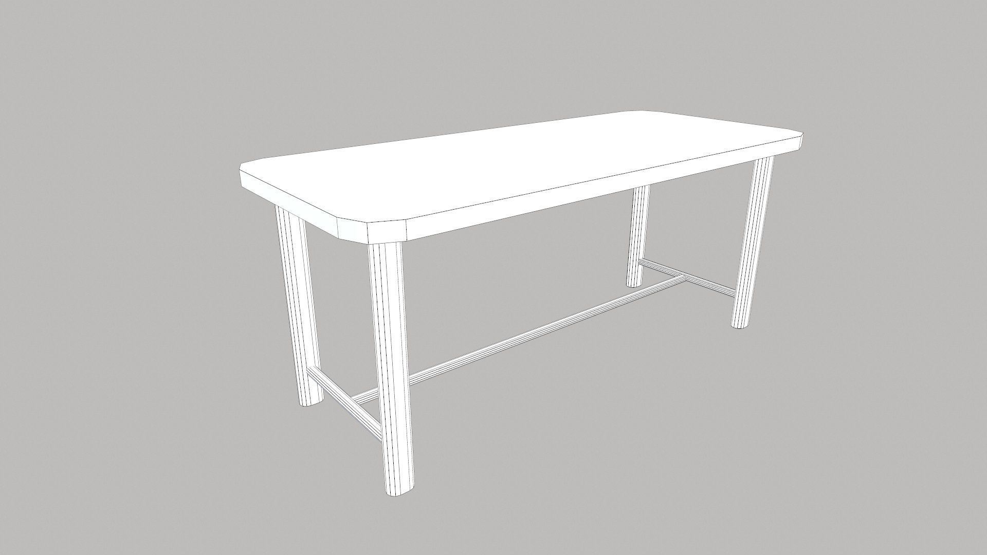 wooden table Low-poly 3D model_10