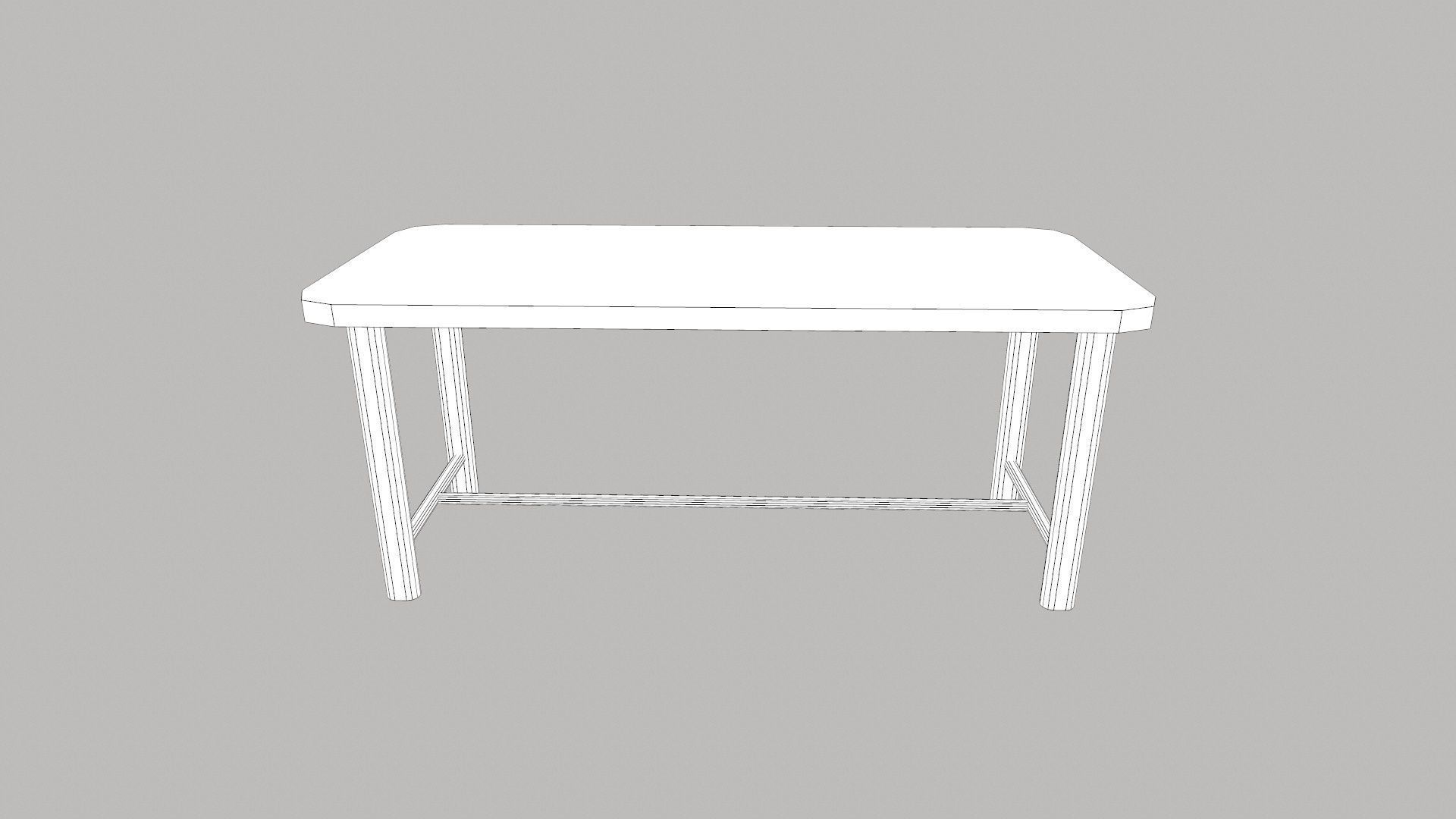 wooden table Low-poly 3D model_9