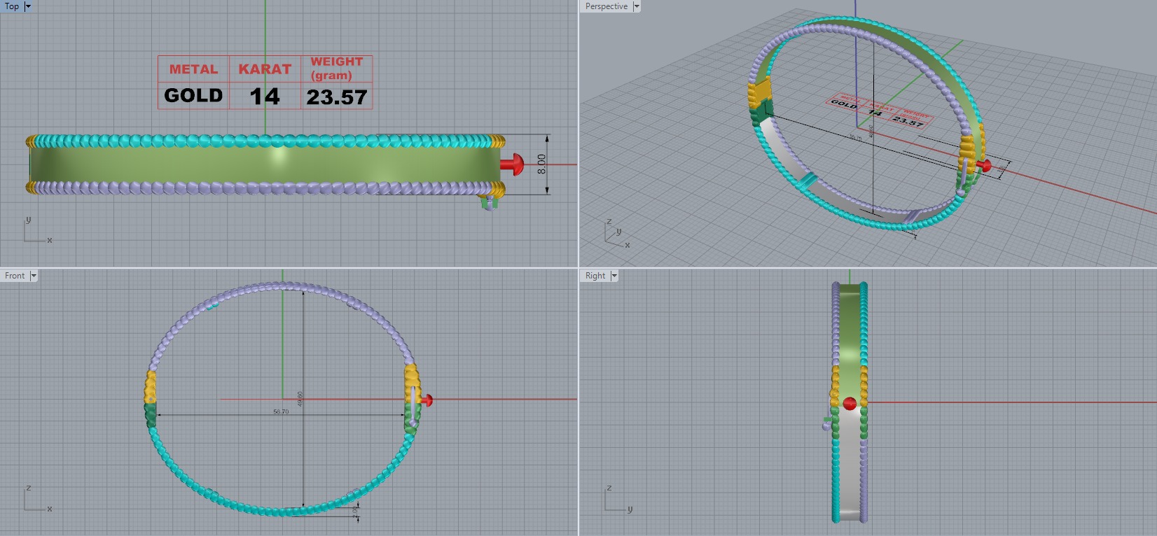 Perlee signature bracelet van cleef and arpels bangle 3D print model_9