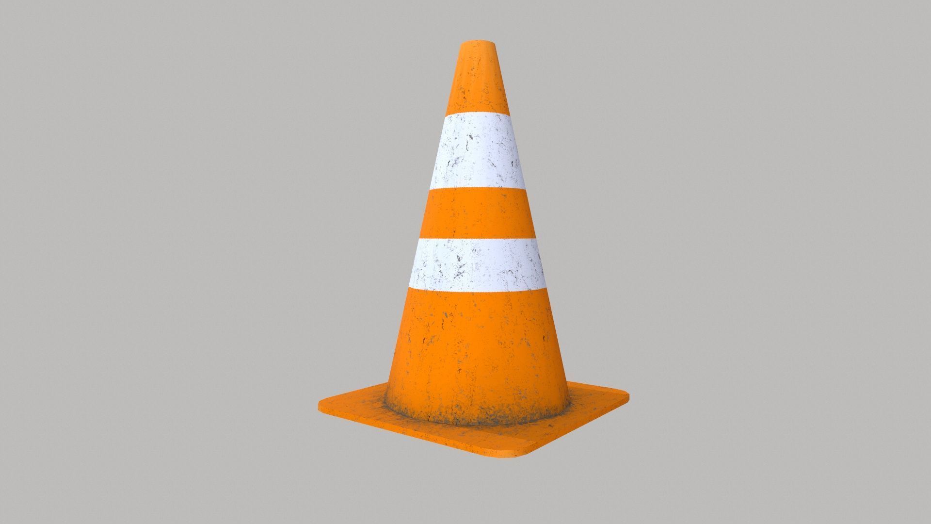 Traffic Cone 50cm Orange Dirty Low-poly 3D model_4