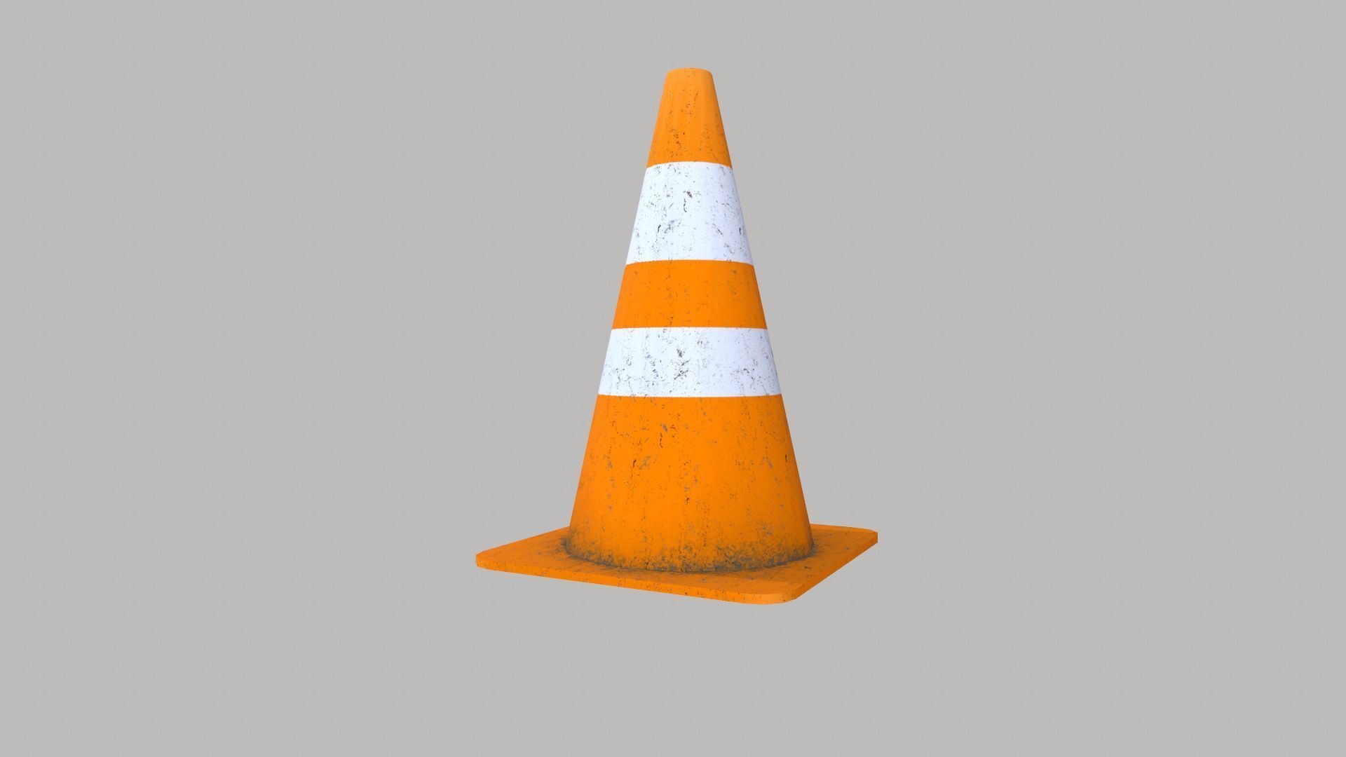 Traffic Cone 50cm Orange Dirty Low-poly 3D model_7