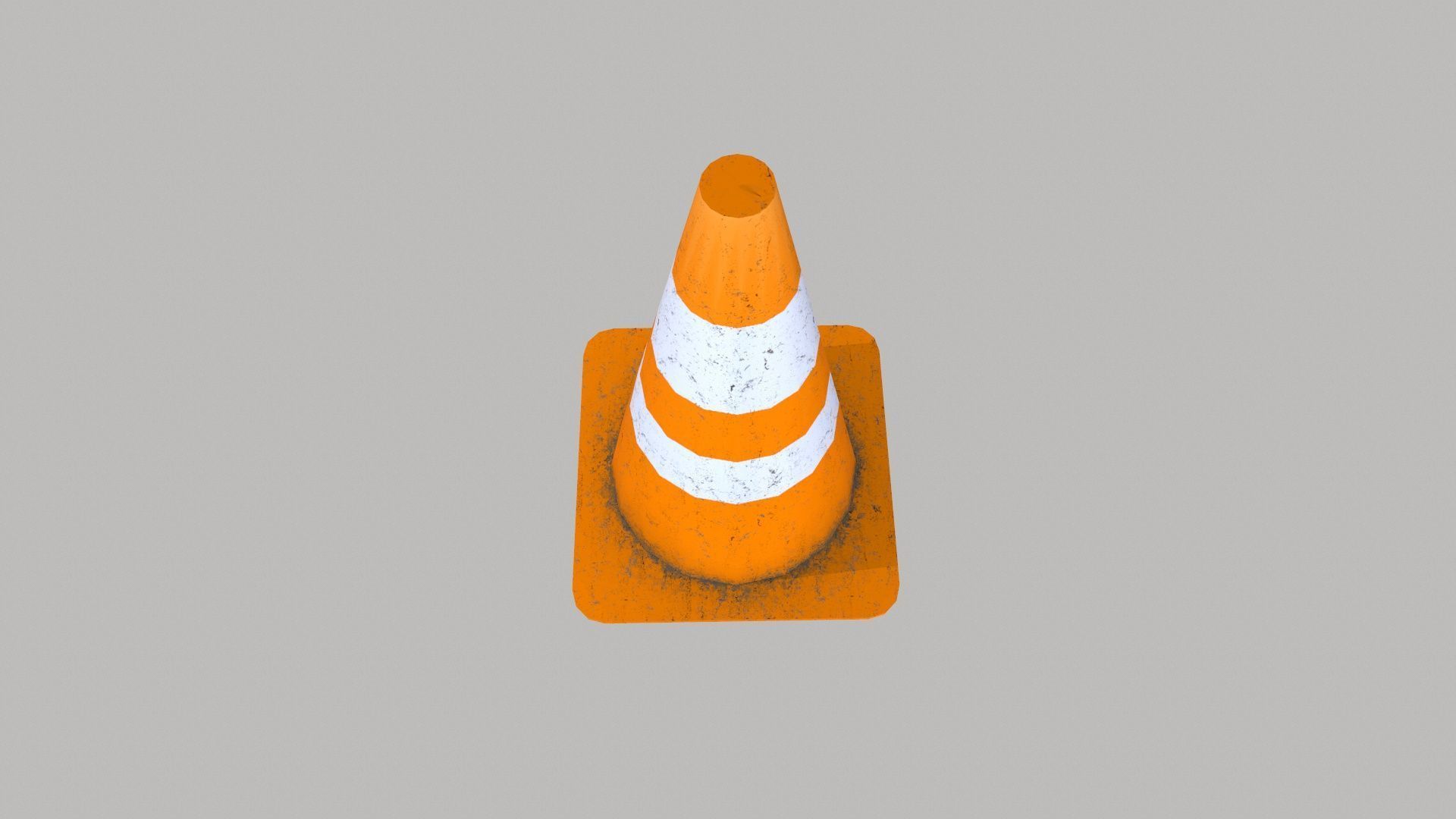 Traffic Cone 50cm Orange Dirty Low-poly 3D model_5