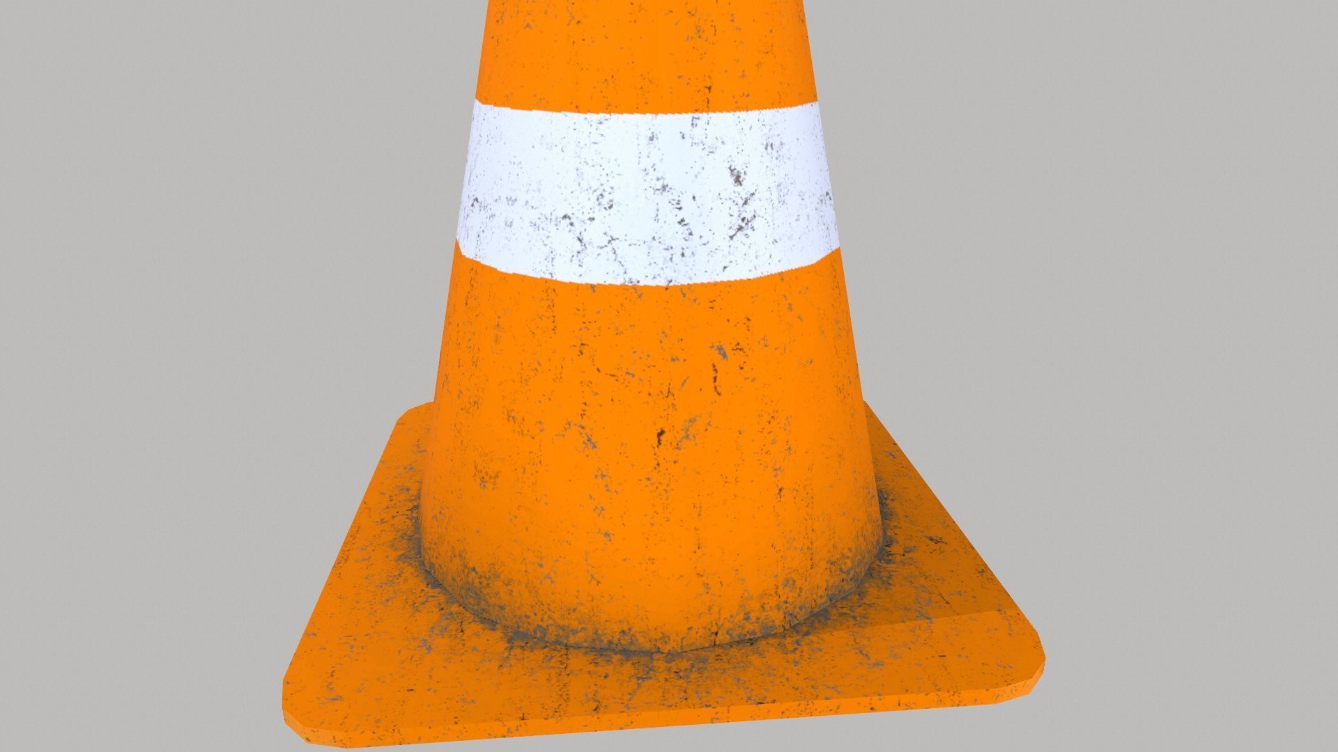 Traffic Cone 50cm Orange Dirty Low-poly 3D model_6