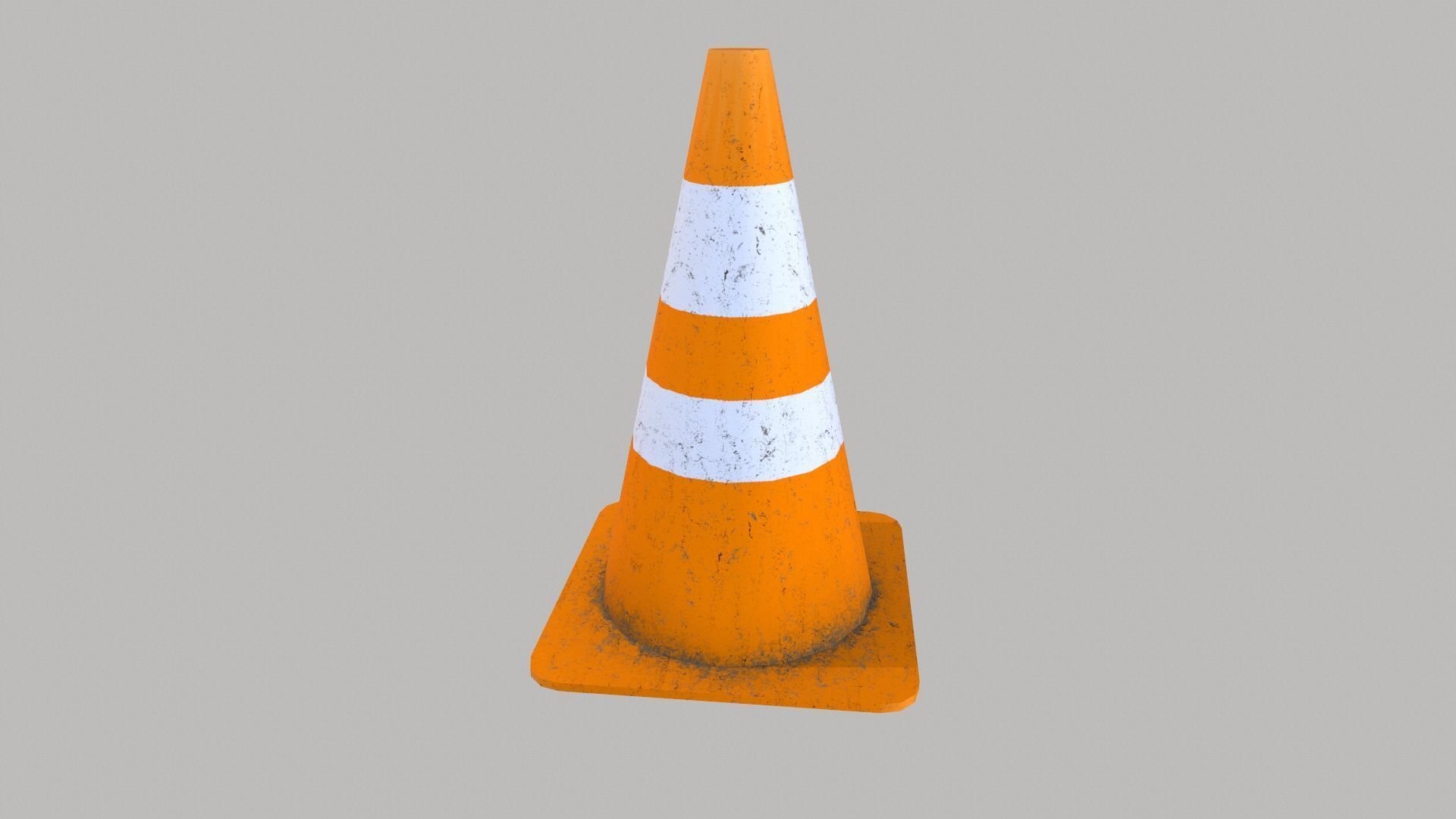 Traffic Cone 50cm Orange Dirty Low-poly 3D model_3