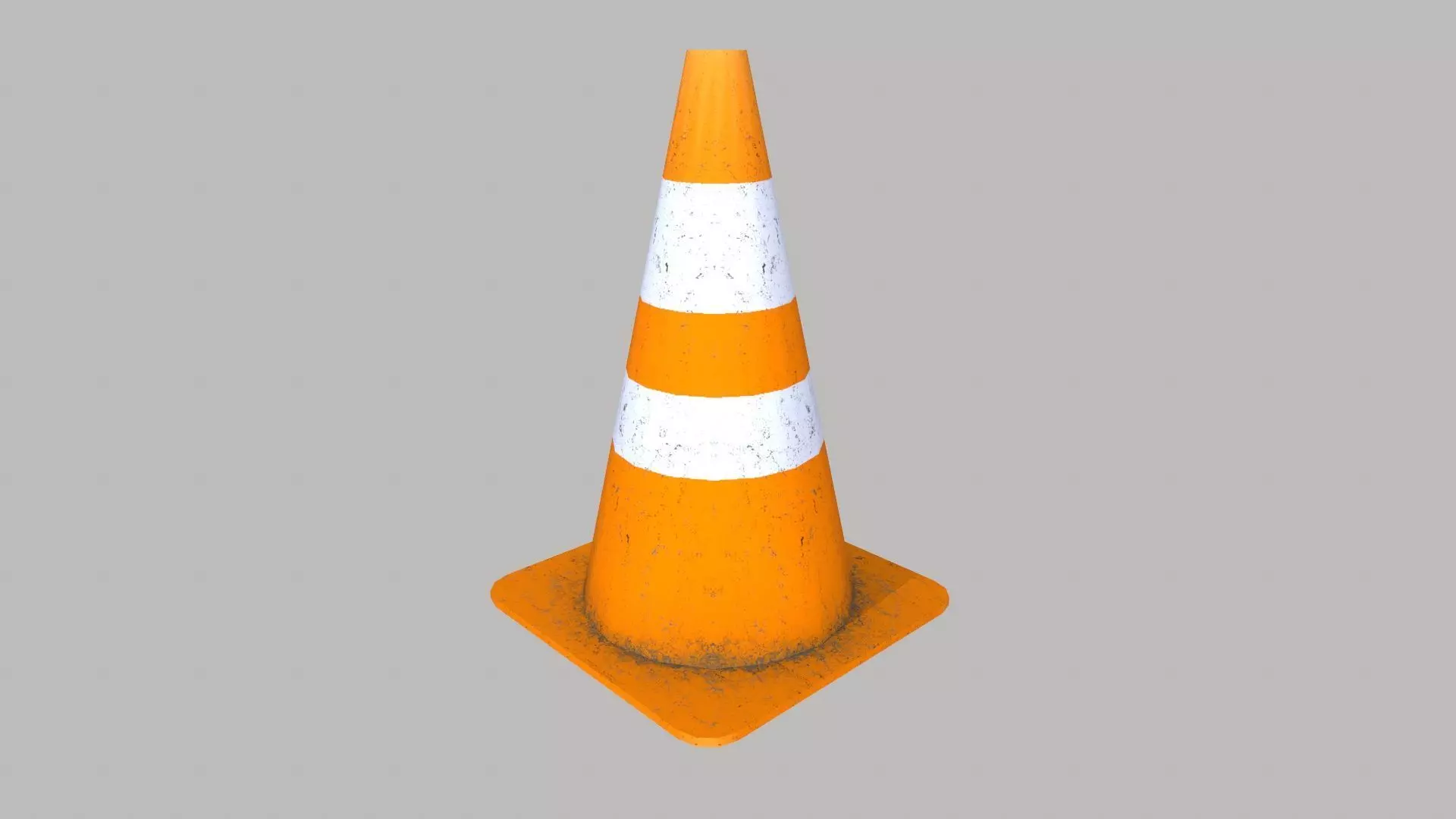 Traffic Cone 50cm Orange Dirty Low-poly 3D model_0